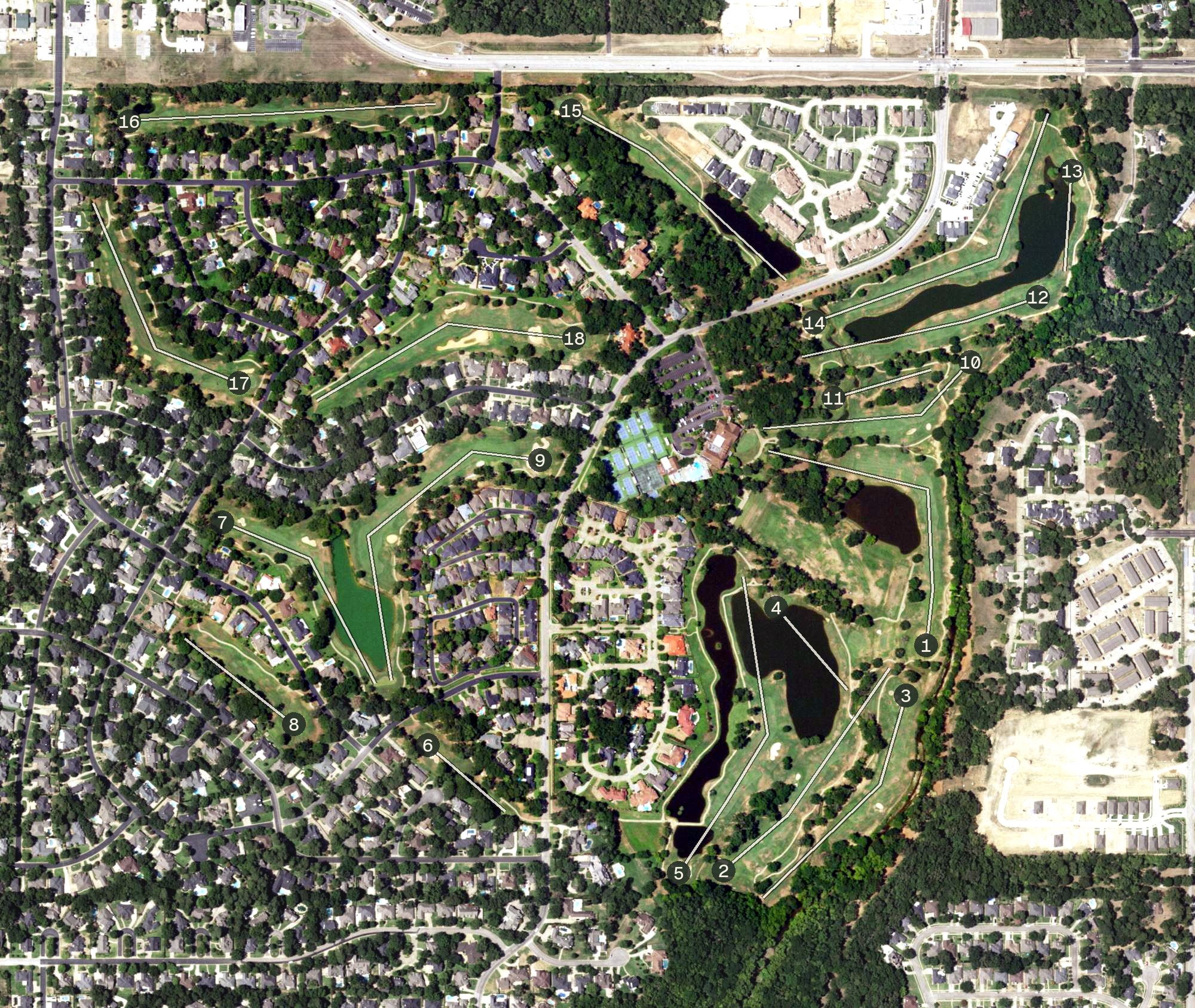 Aerial view of Hollytree Country Club, TX