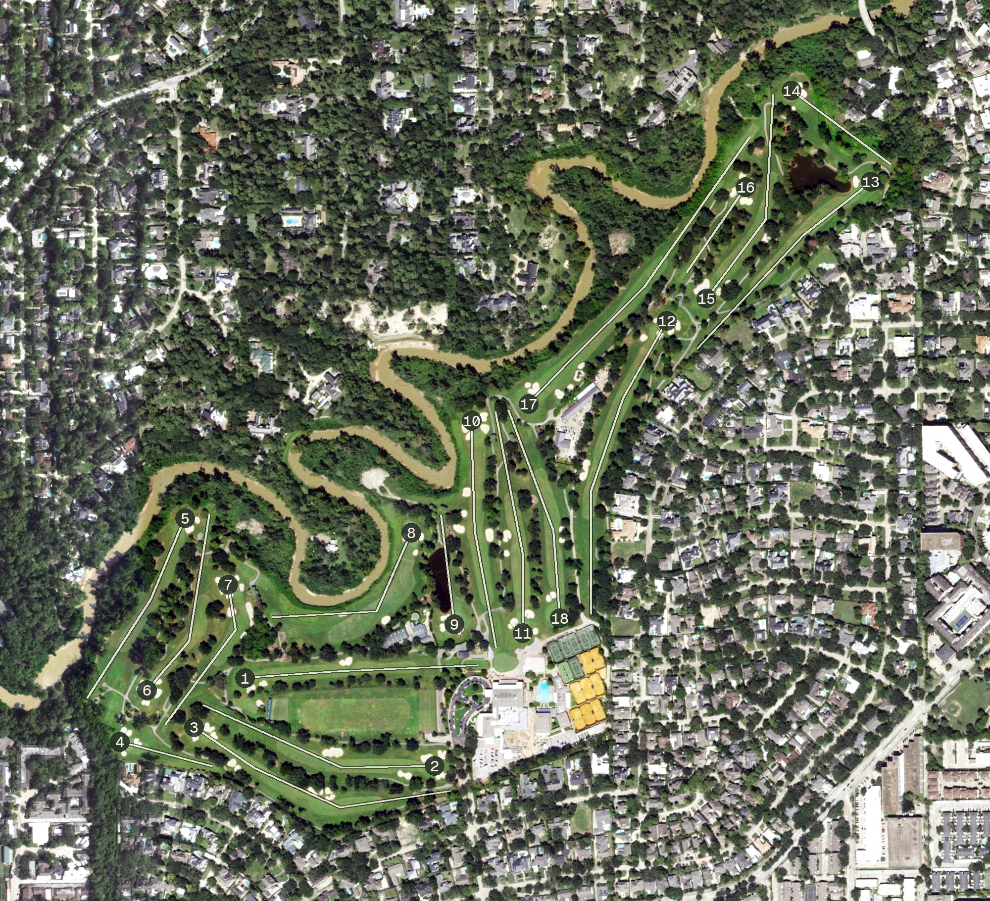 Aerial view of Houston Country Club, TX