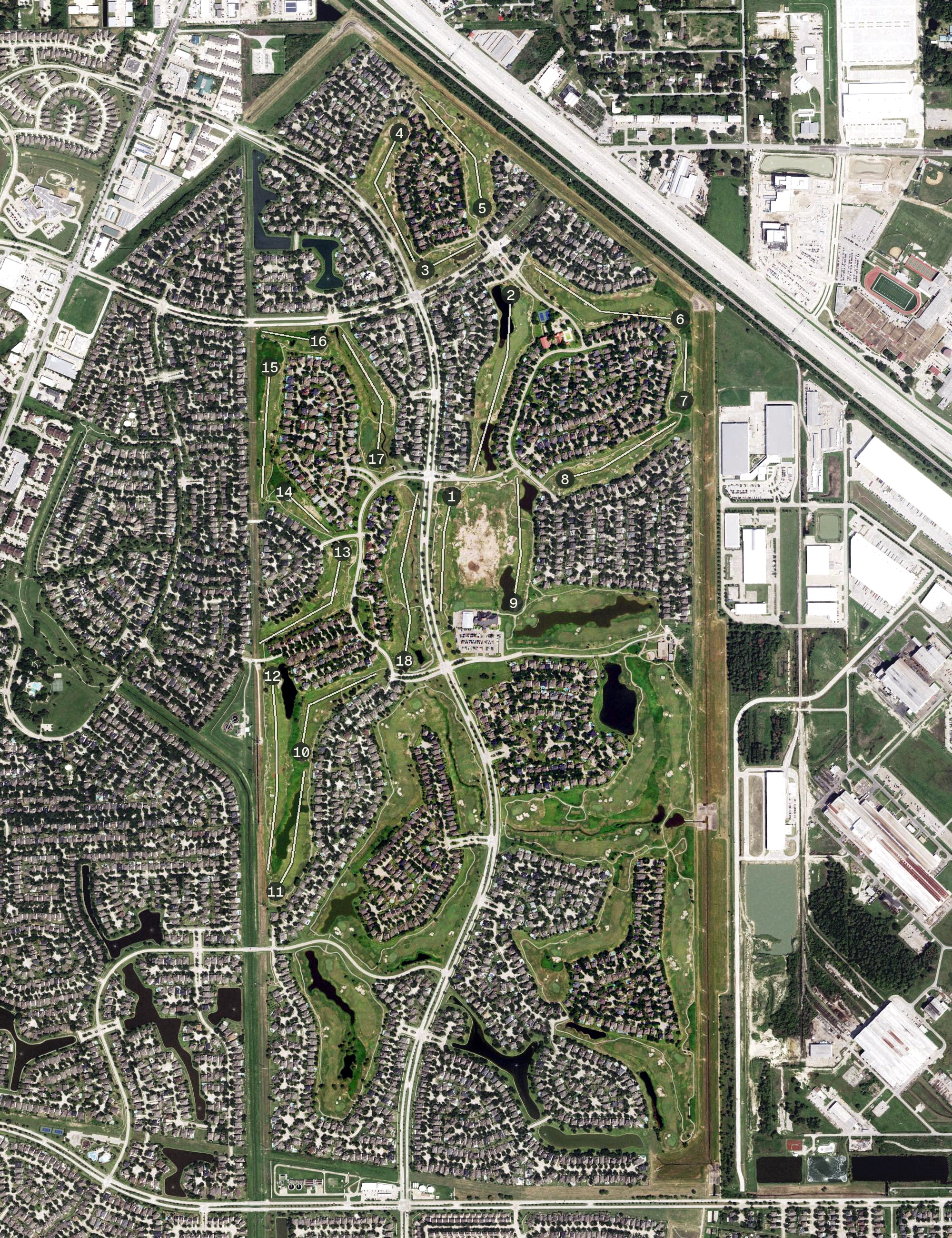 Aerial view of Houston National Golf Club, TX