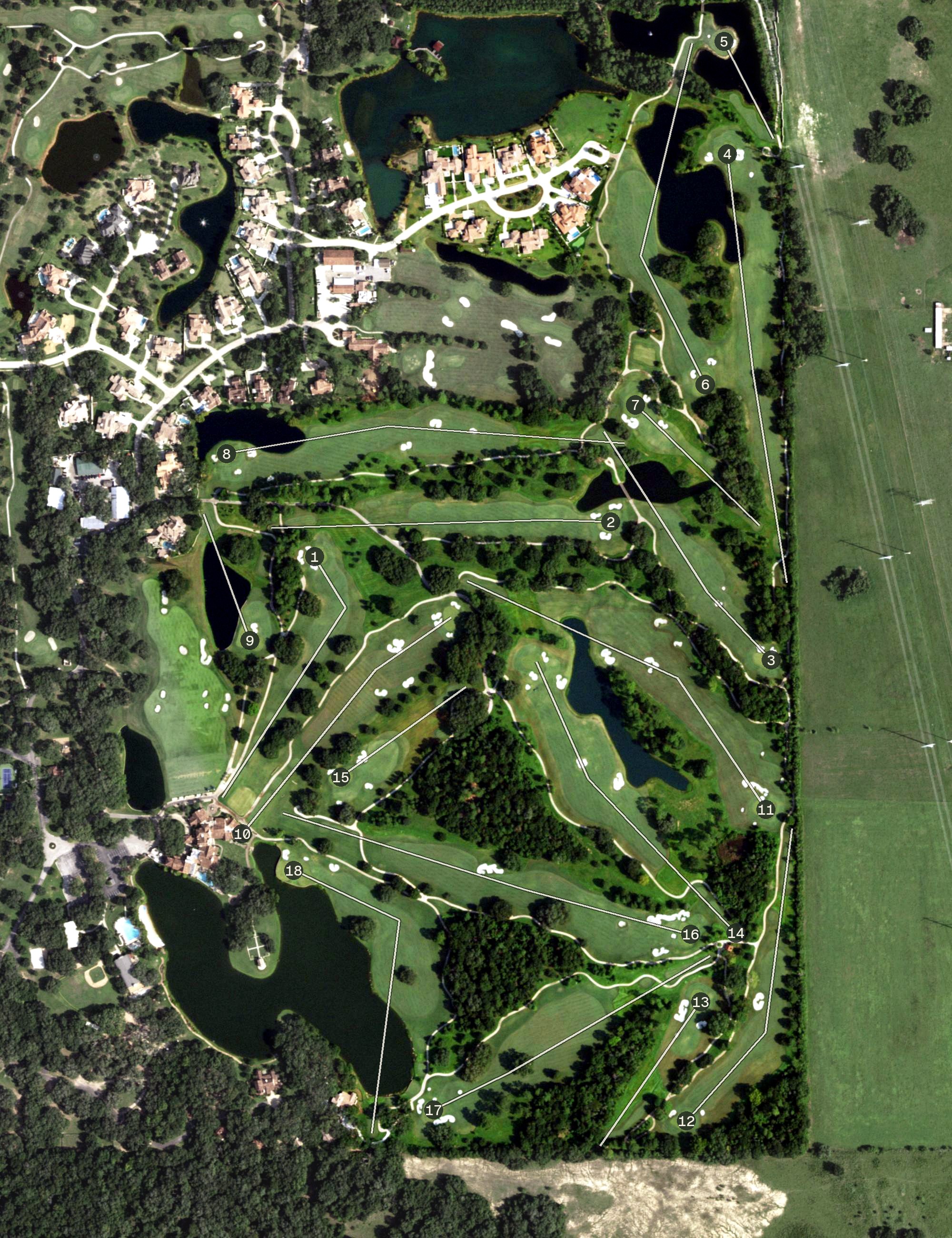 Aerial view of Houston Oaks Country Club - Oaks Course, TX