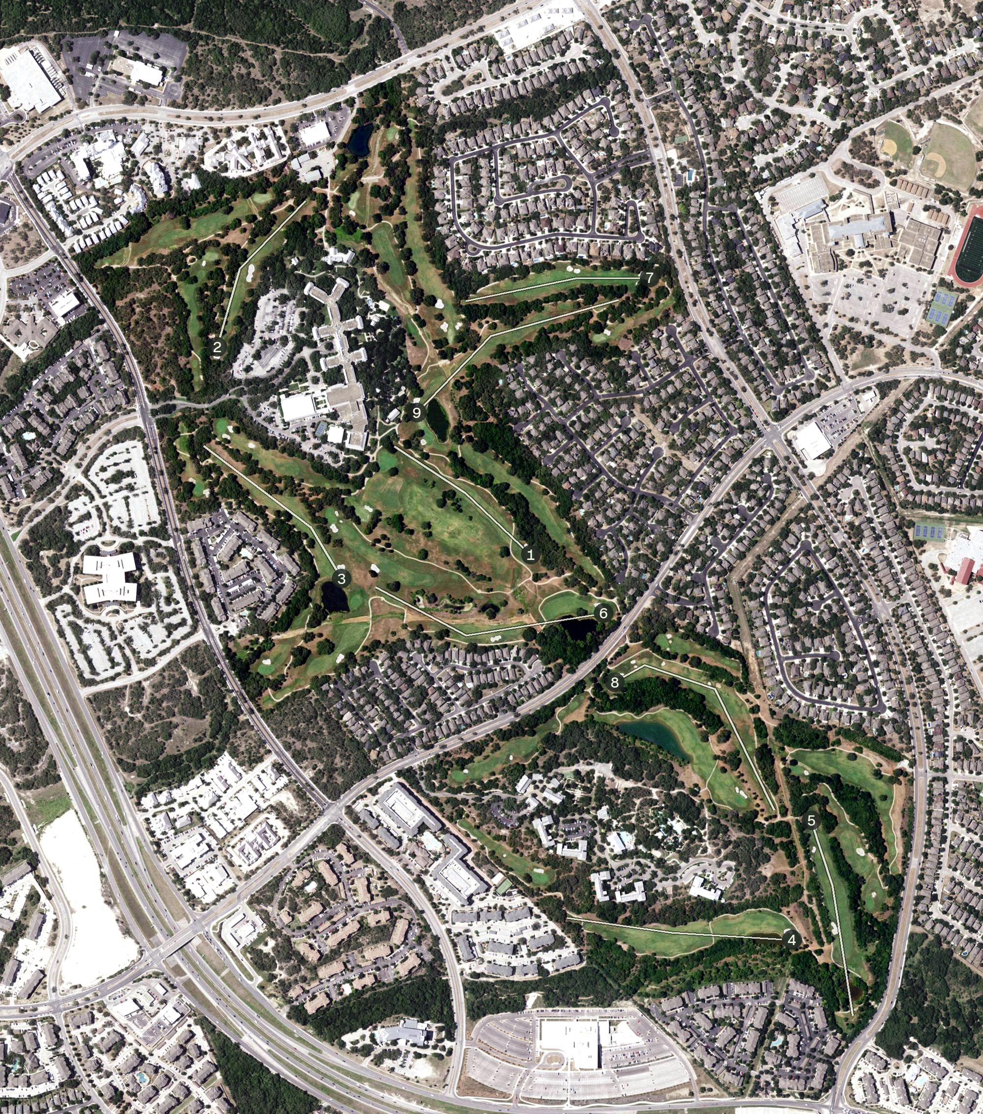 Aerial view of Hyatt Hill Country Golf Club, TX