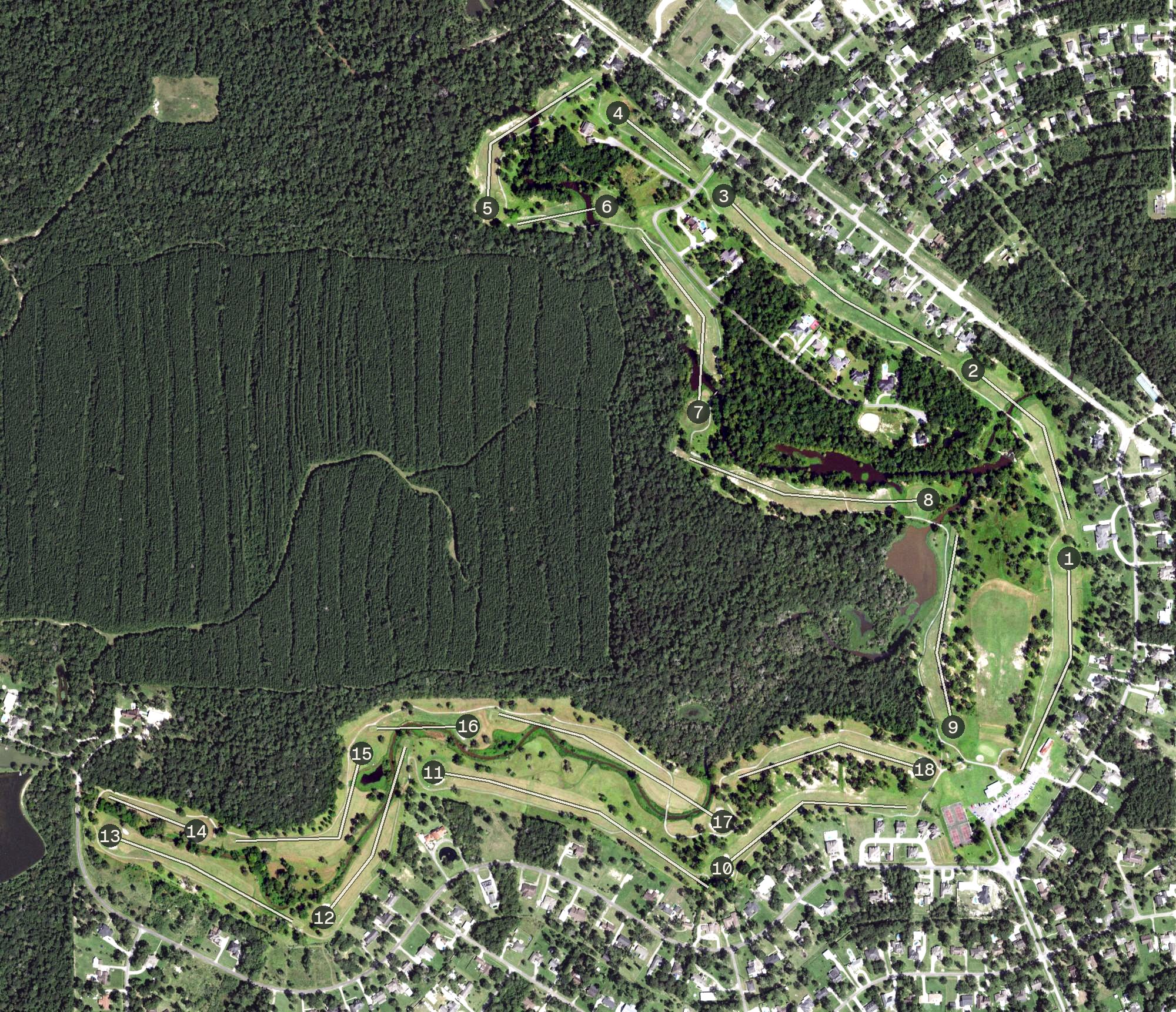 Aerial view of Idylwild Golf Club, TX