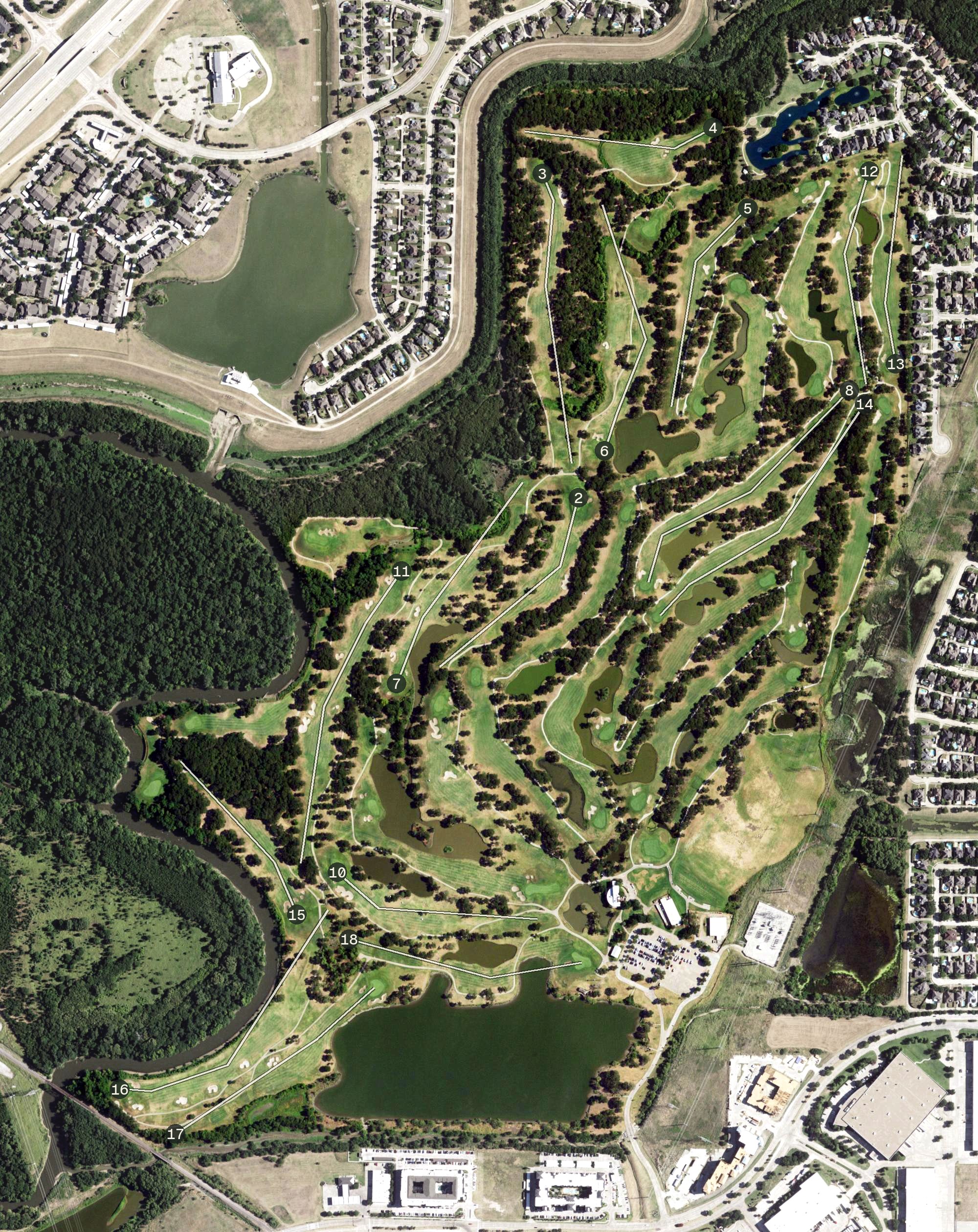 Aerial view of Indian Creek Golf Club, TX
