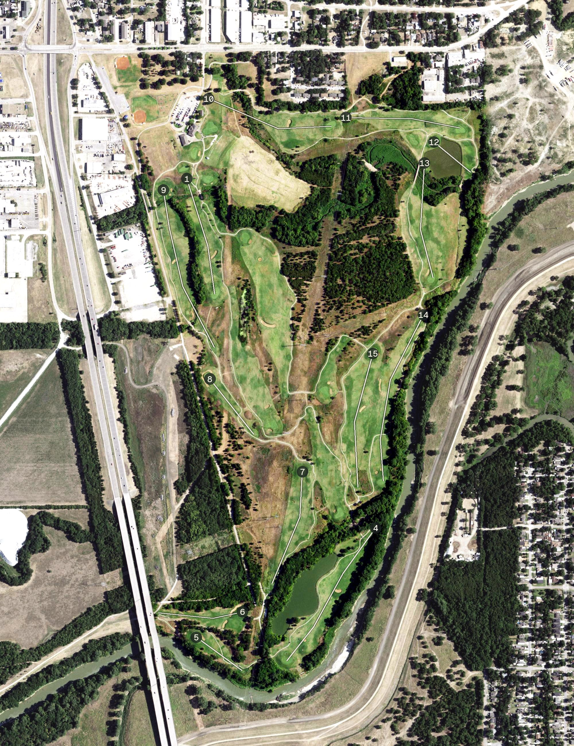 Aerial view of Irving Golf Club, TX