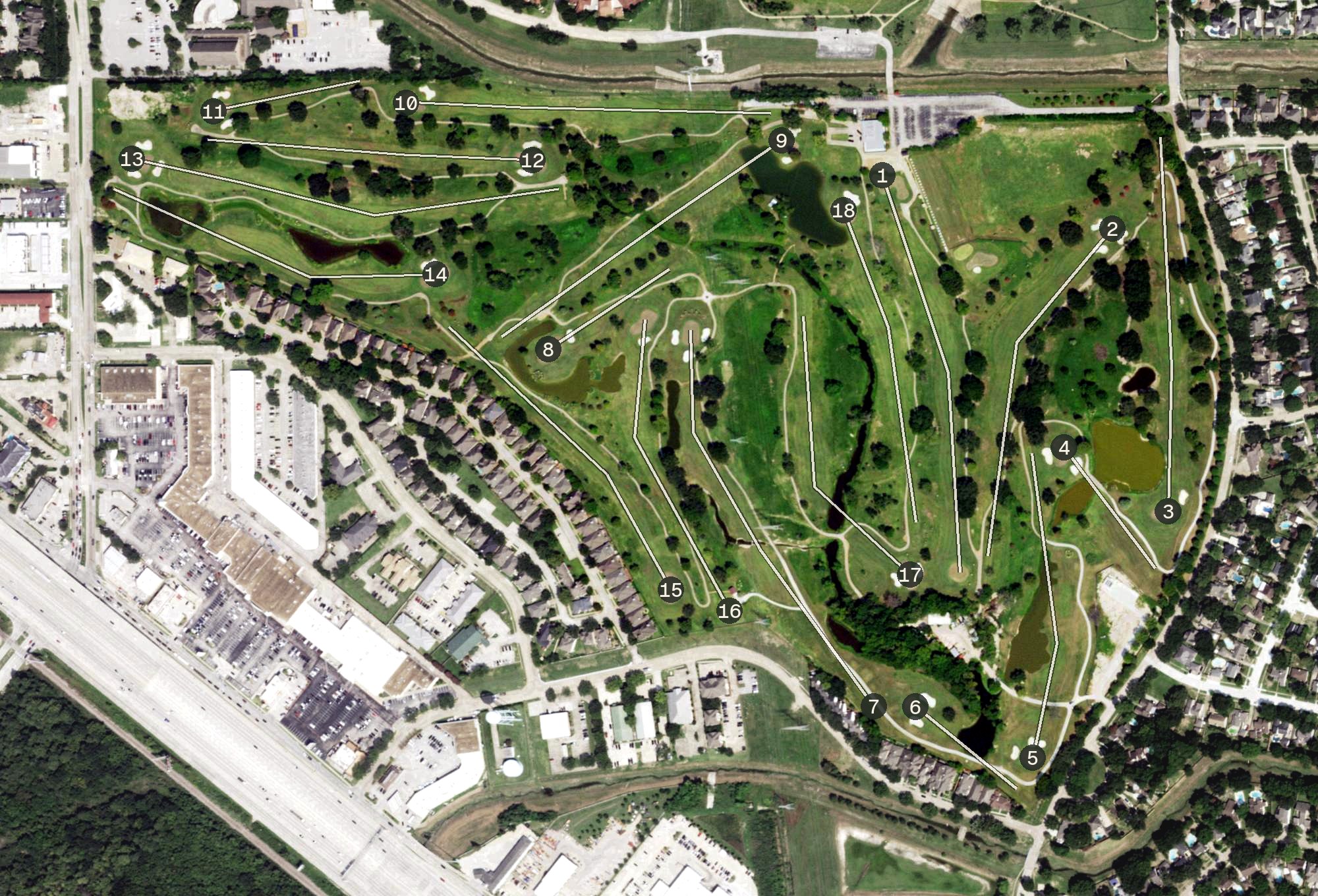 Aerial view of Jersey Meadow Golf Course, TX