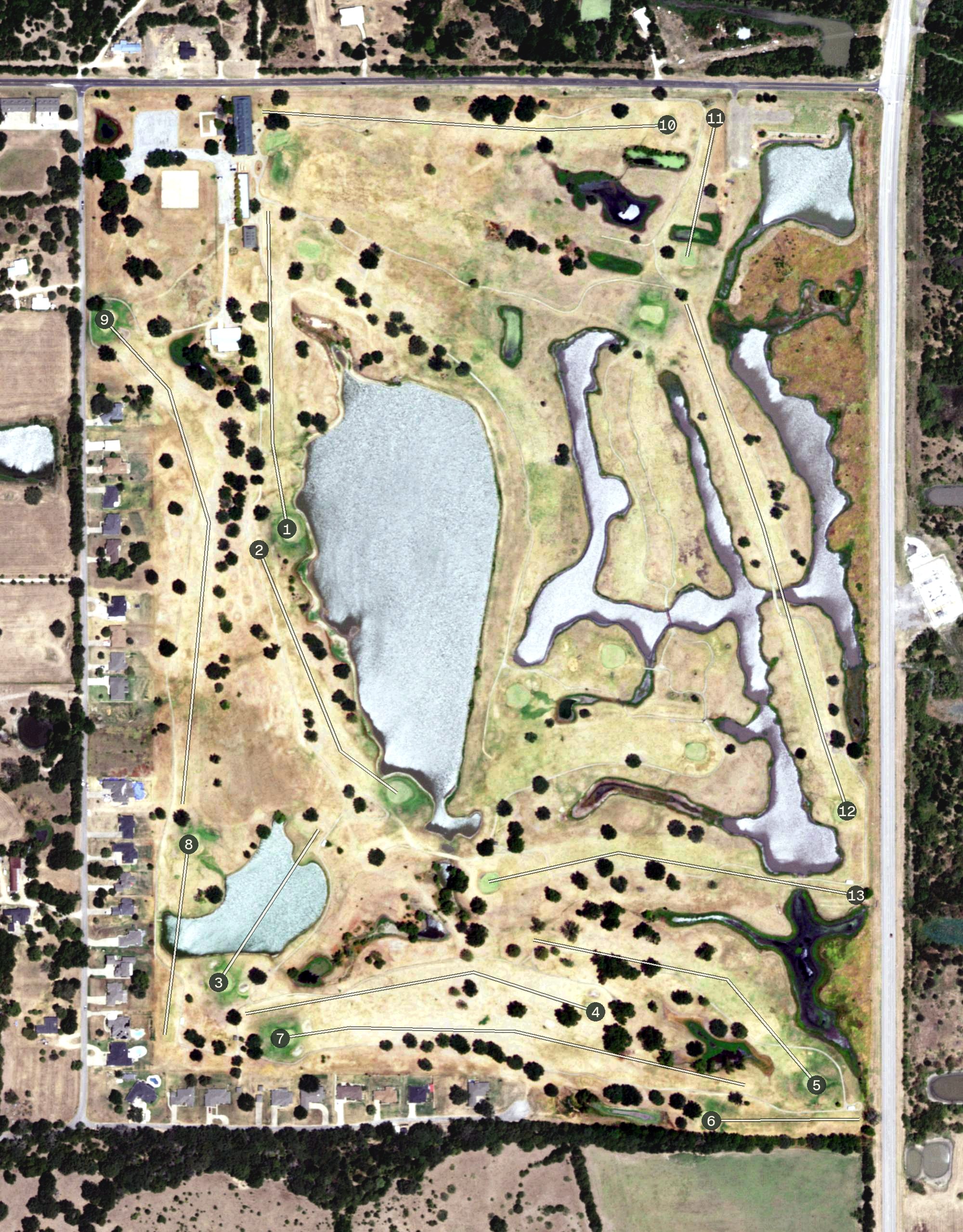 Aerial view of King's Creek Country Club, TX