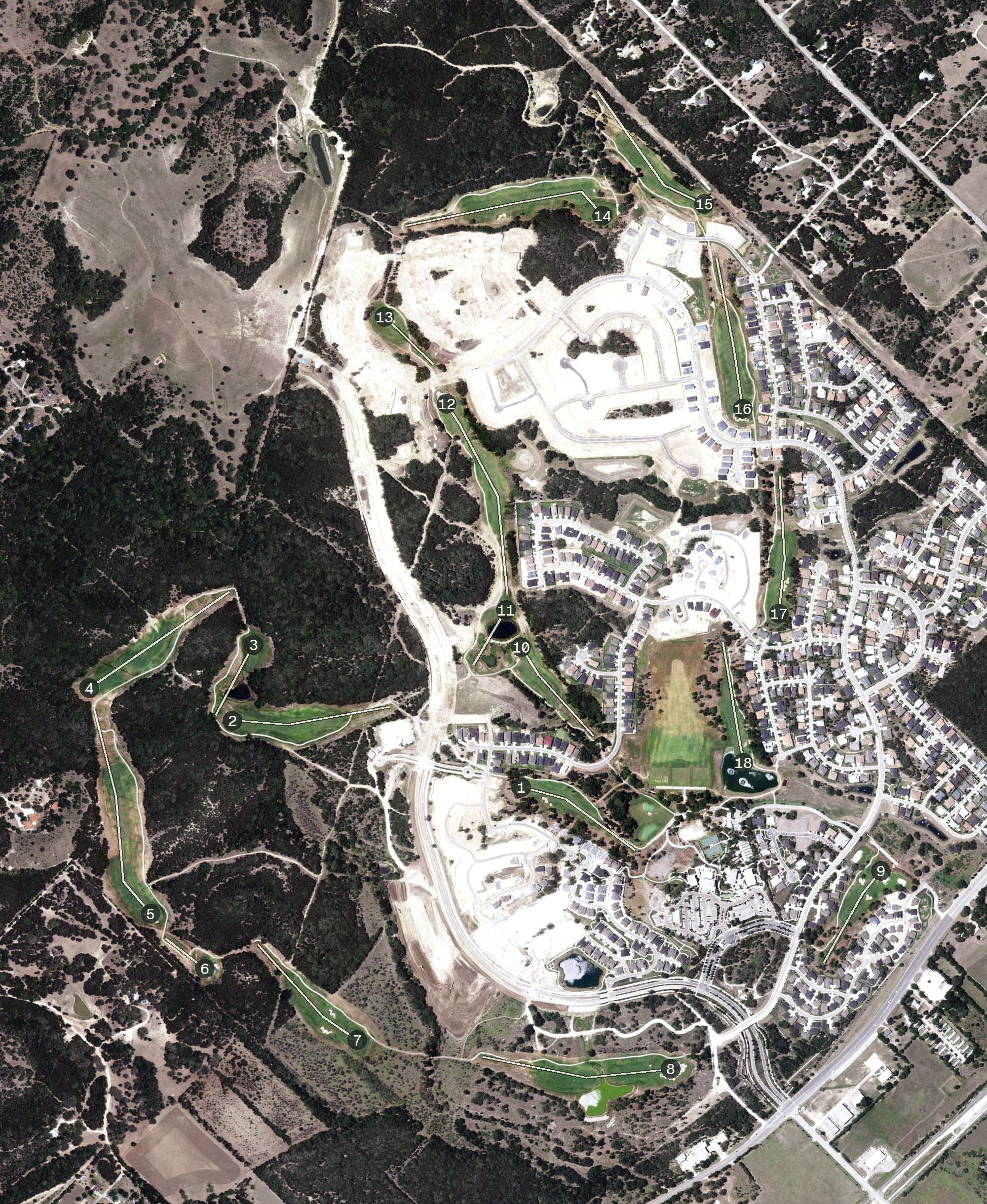 Aerial view of Kissing Tree Golf Club, TX