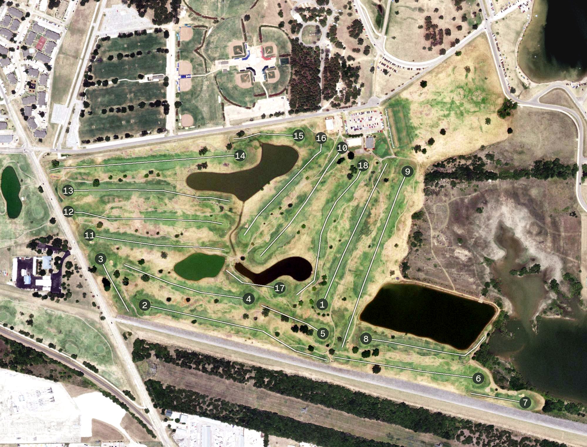 Aerial view of Lake Park Golf Club Championship Course, TX