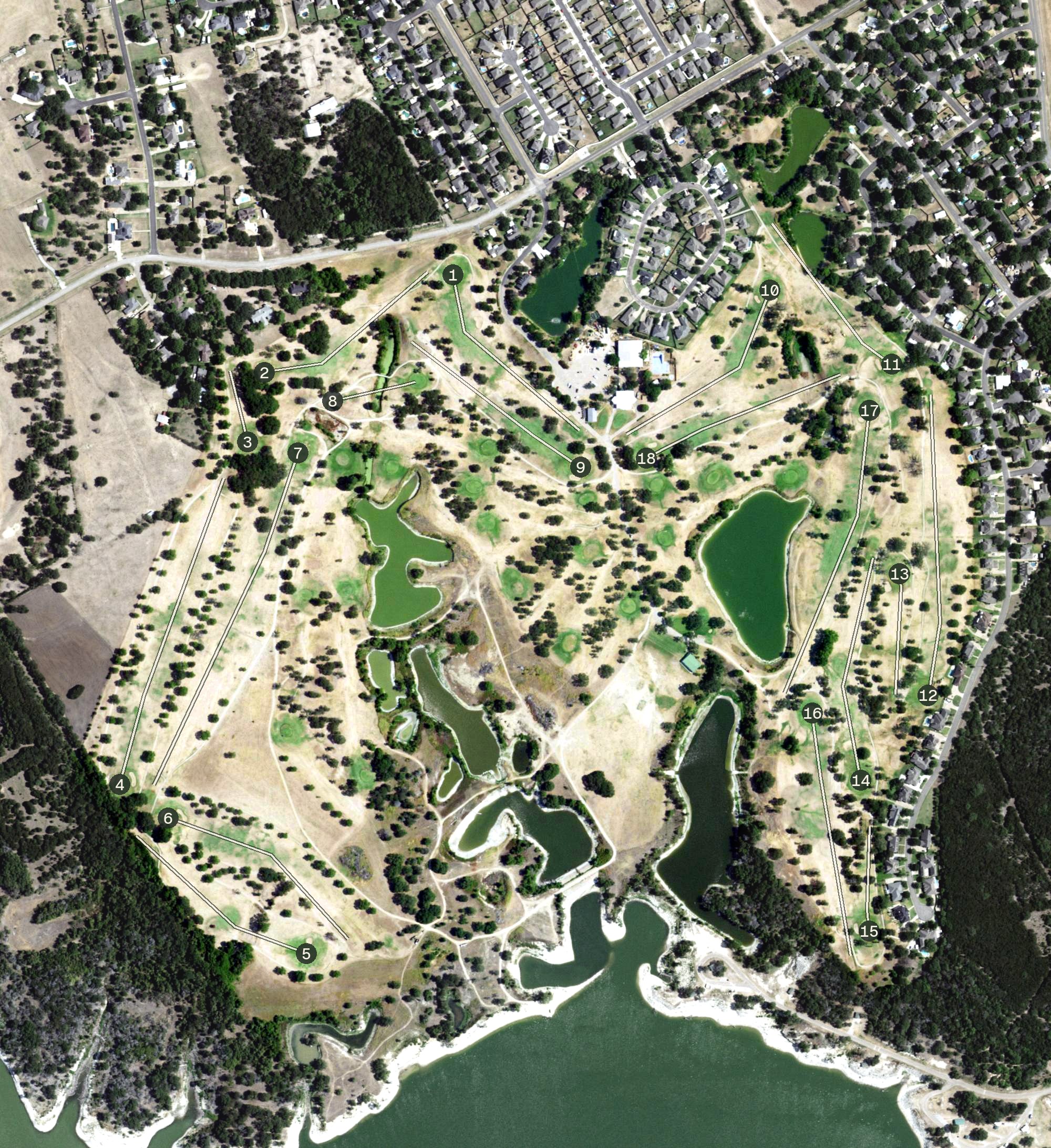 Aerial view of Lake Waco Golf Club, TX