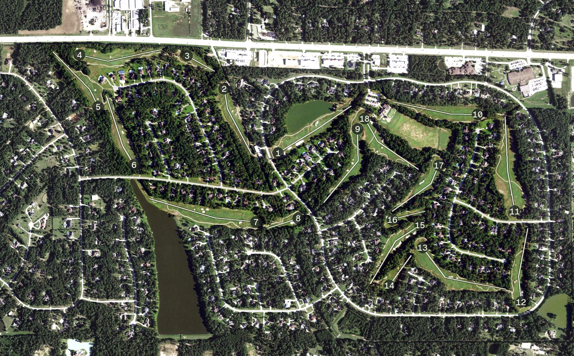 Aerial view of Lake Windcrest Golf Club, TX
