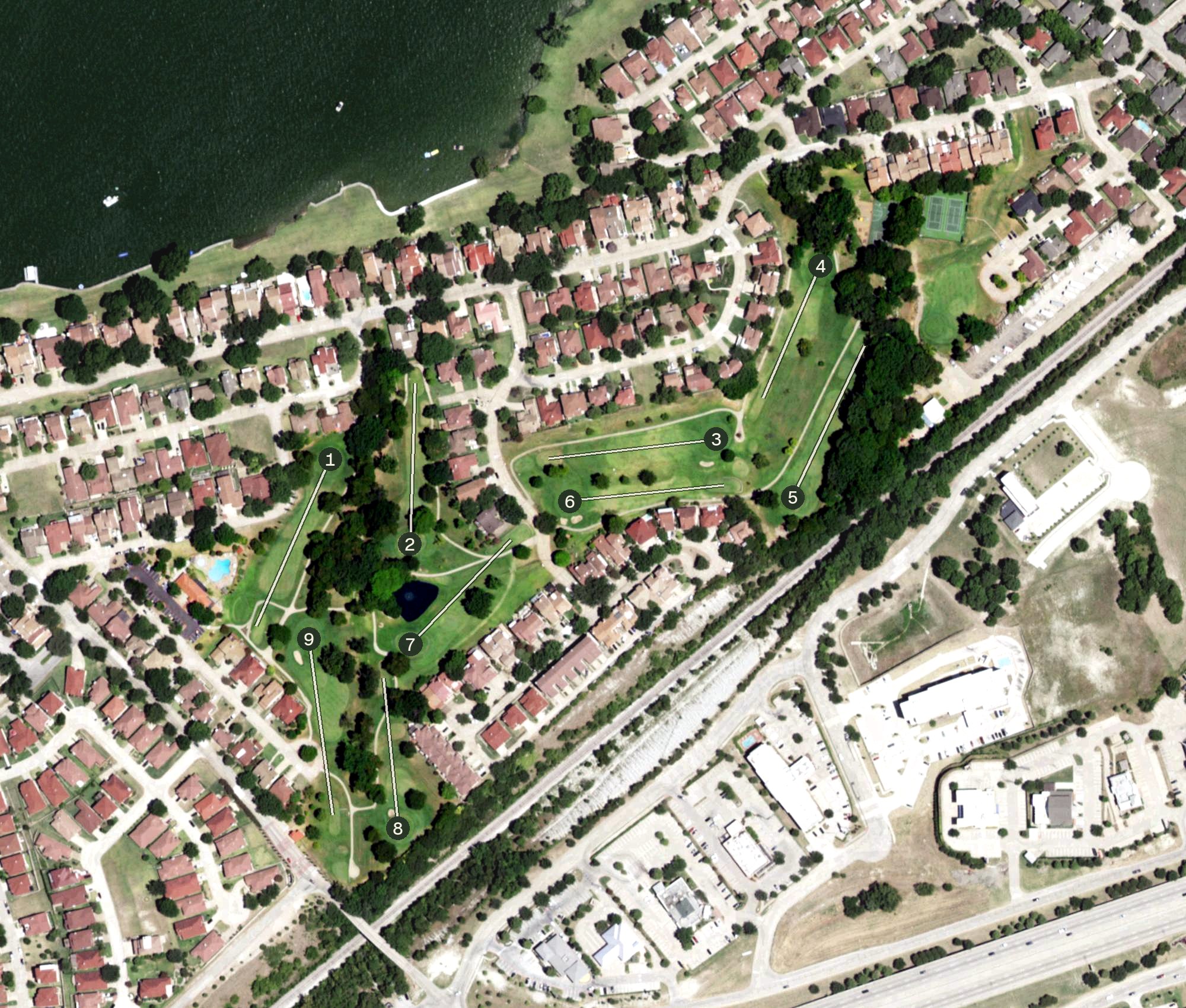Aerial view of Lakeside Village Golf Course, TX