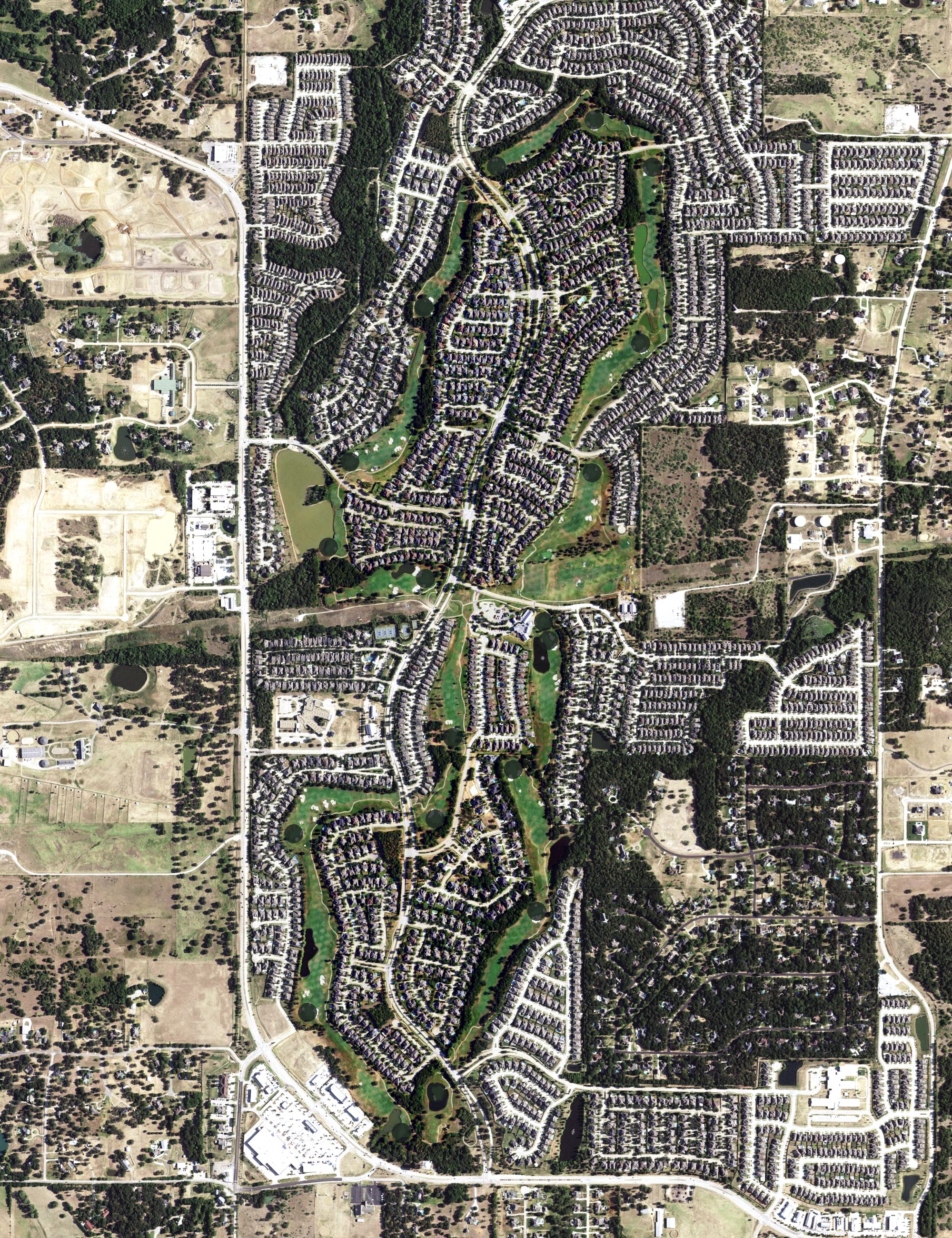 Aerial view of Lantana Golf Club, TX