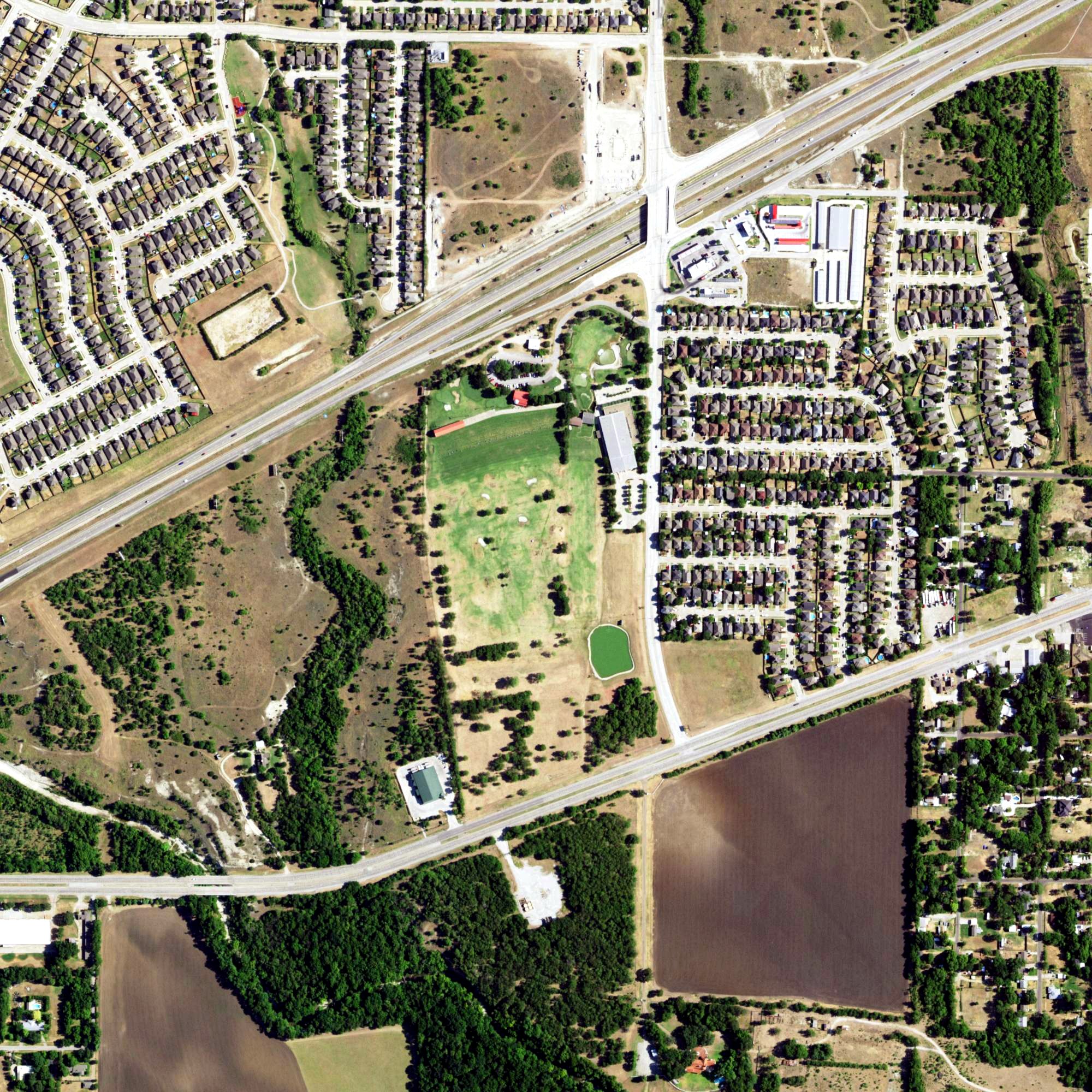 Aerial view of Leonard Golf Links, TX