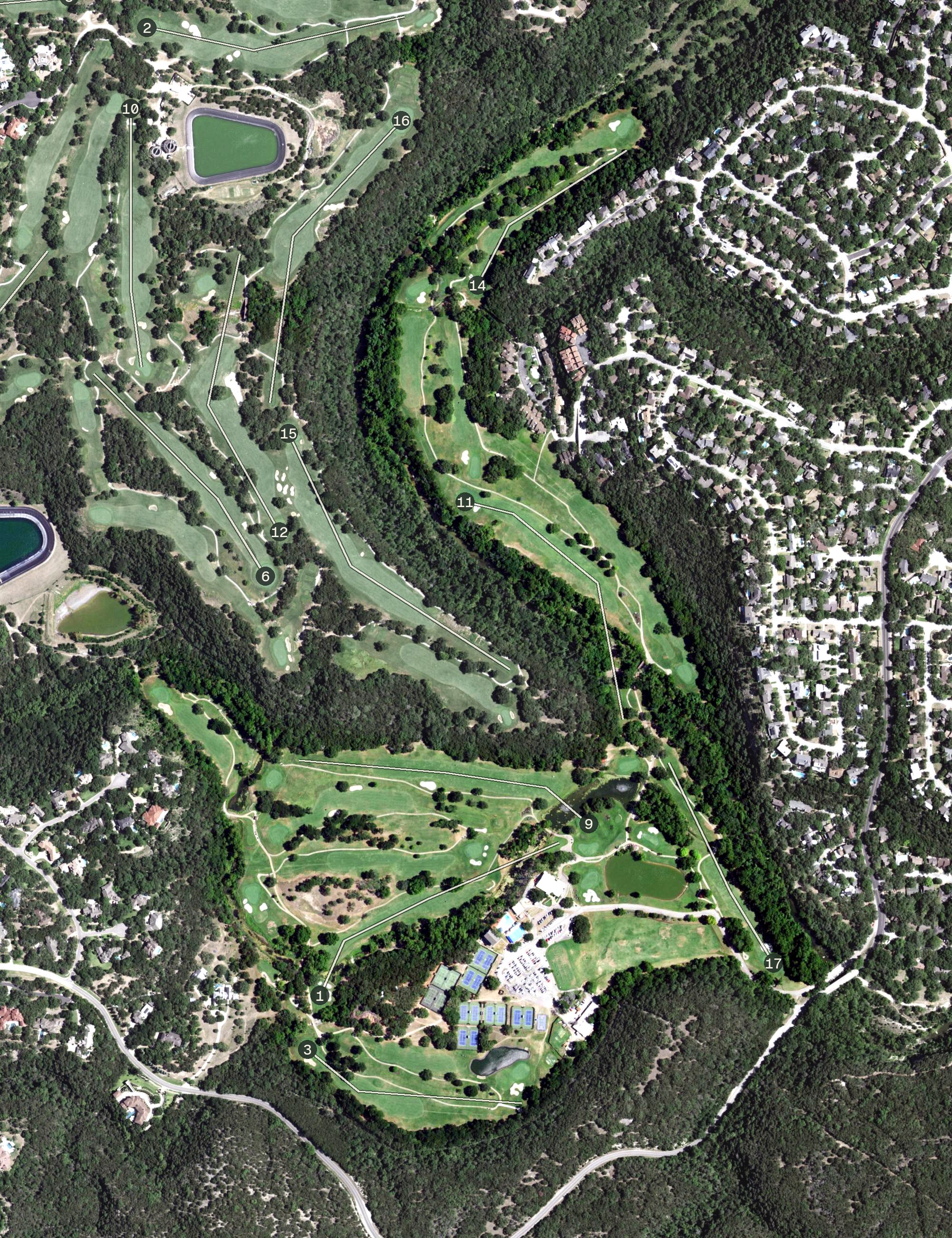 Aerial view of Lost Creek Country Club, TX