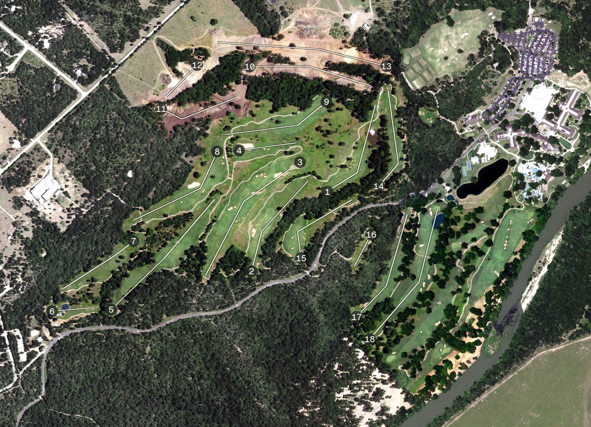 Aerial view of Lost Pines Golf Club, TX