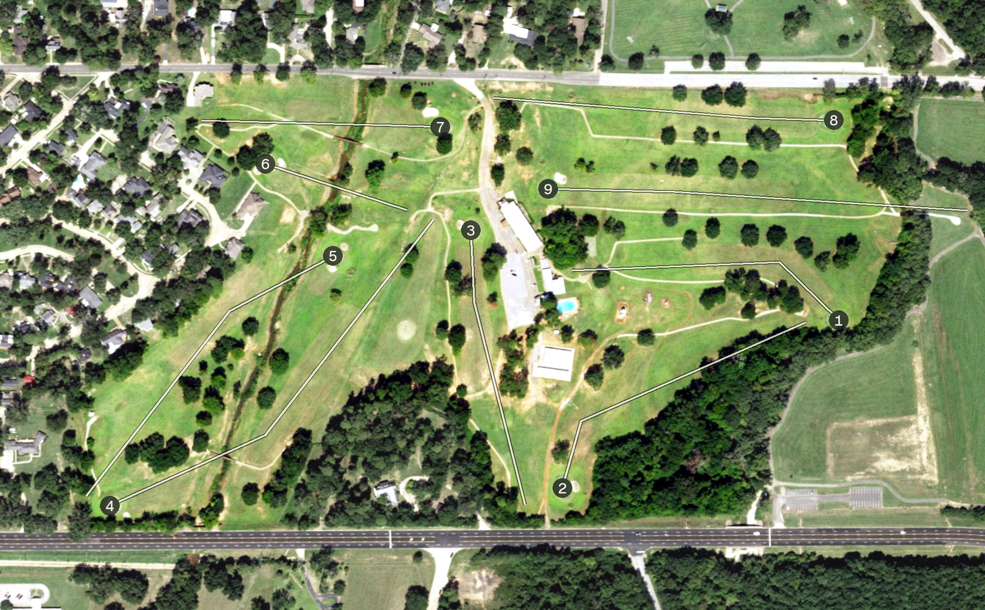 Aerial view of Meadowbrook Golf & Event Center, TX