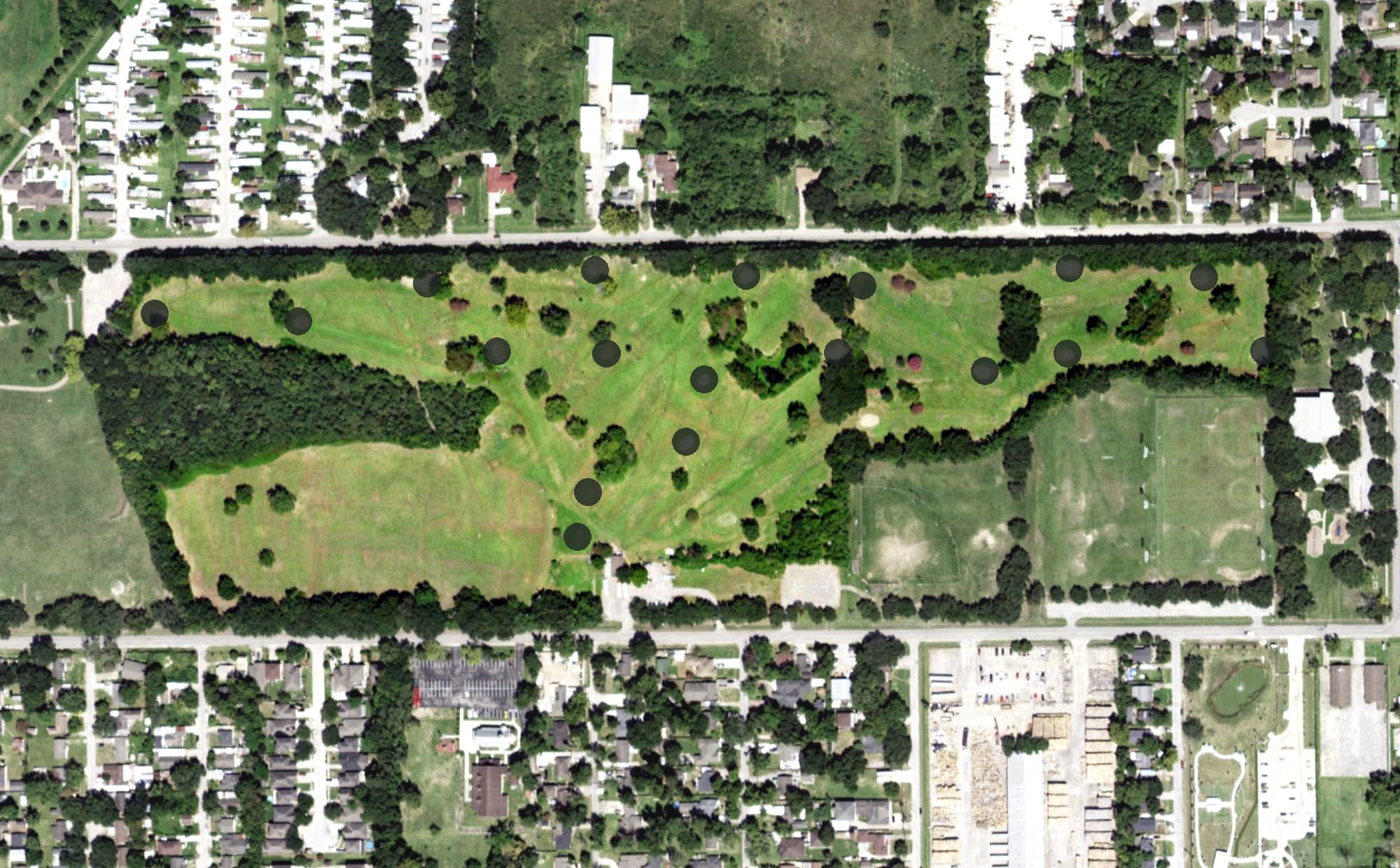 Aerial view of Melrose Golf Course, TX