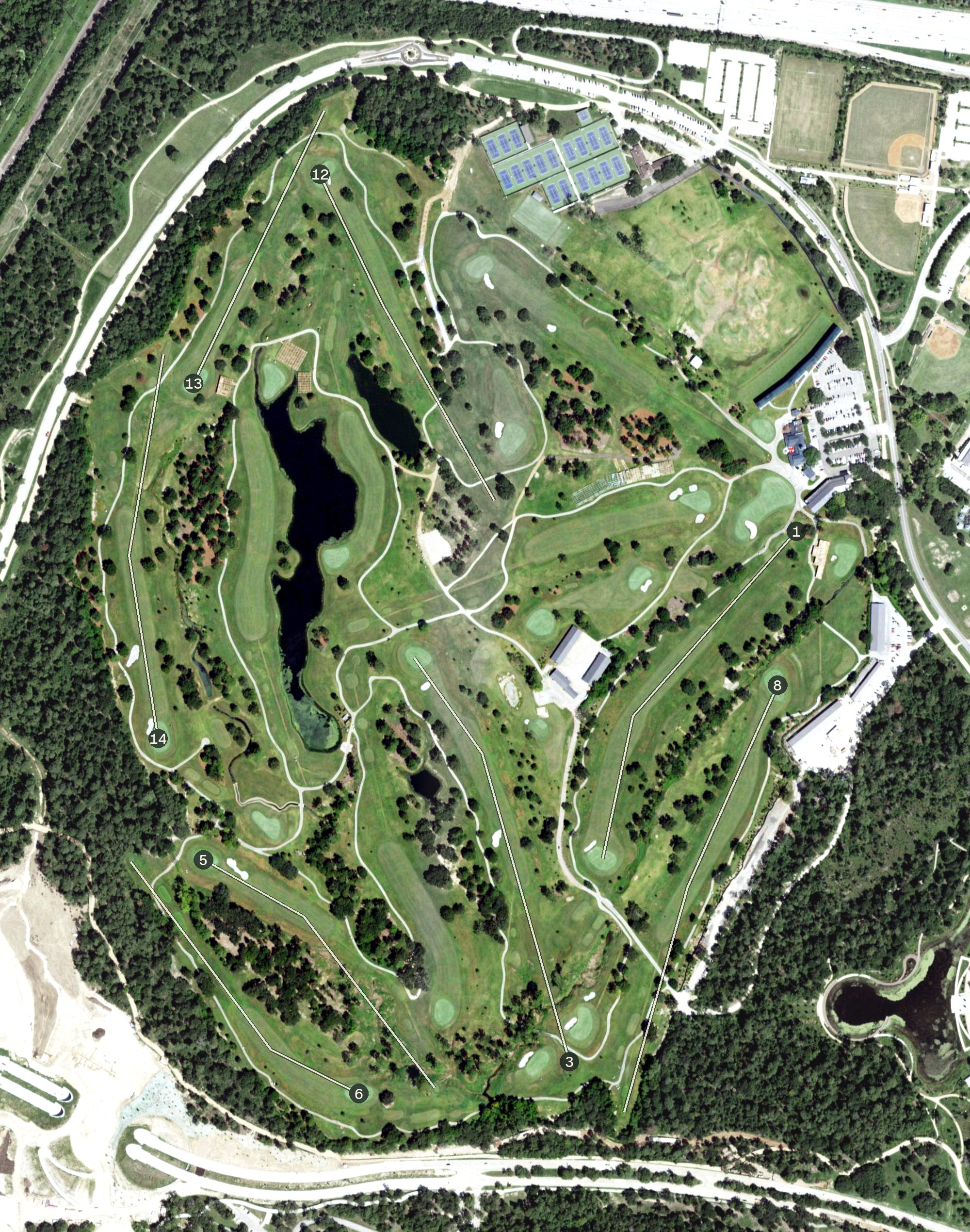 Aerial view of Memorial Park Golf Course, TX