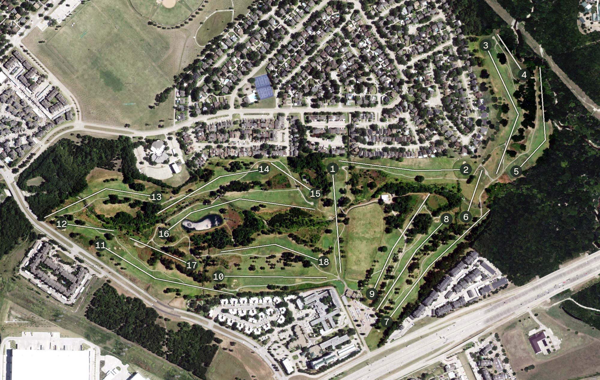 Aerial view of Mesquite Municipal Golf Course, TX