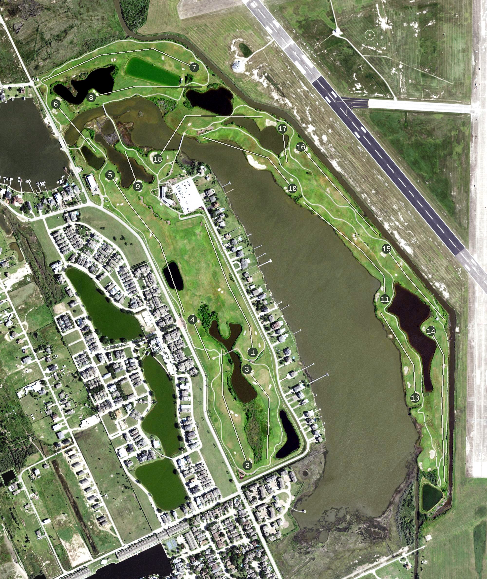 Aerial view of Moody Gardens Golf Course, TX
