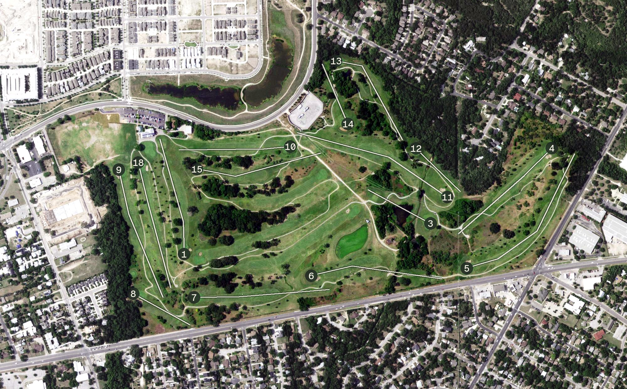 Aerial view of Morris Williams Golf Course, TX