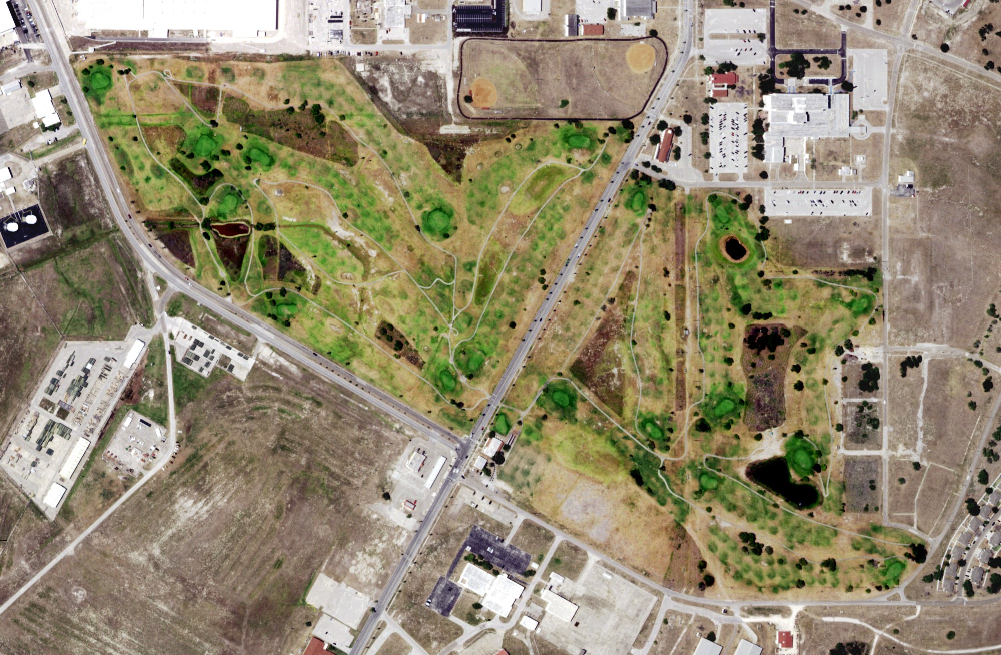 Aerial view of Naval Air Station Golf Course, TX