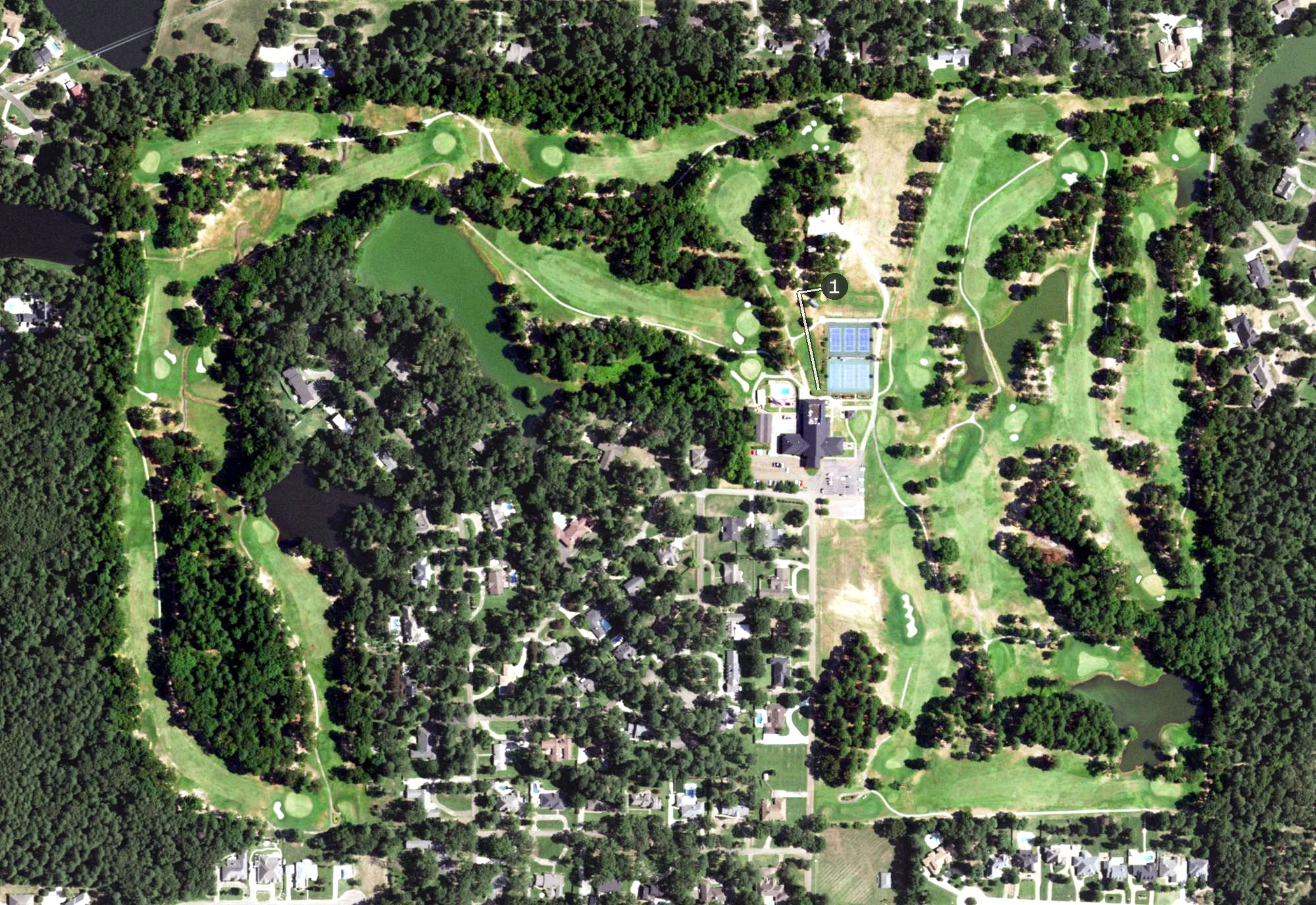 Aerial view of Northridge Country Club, TX
