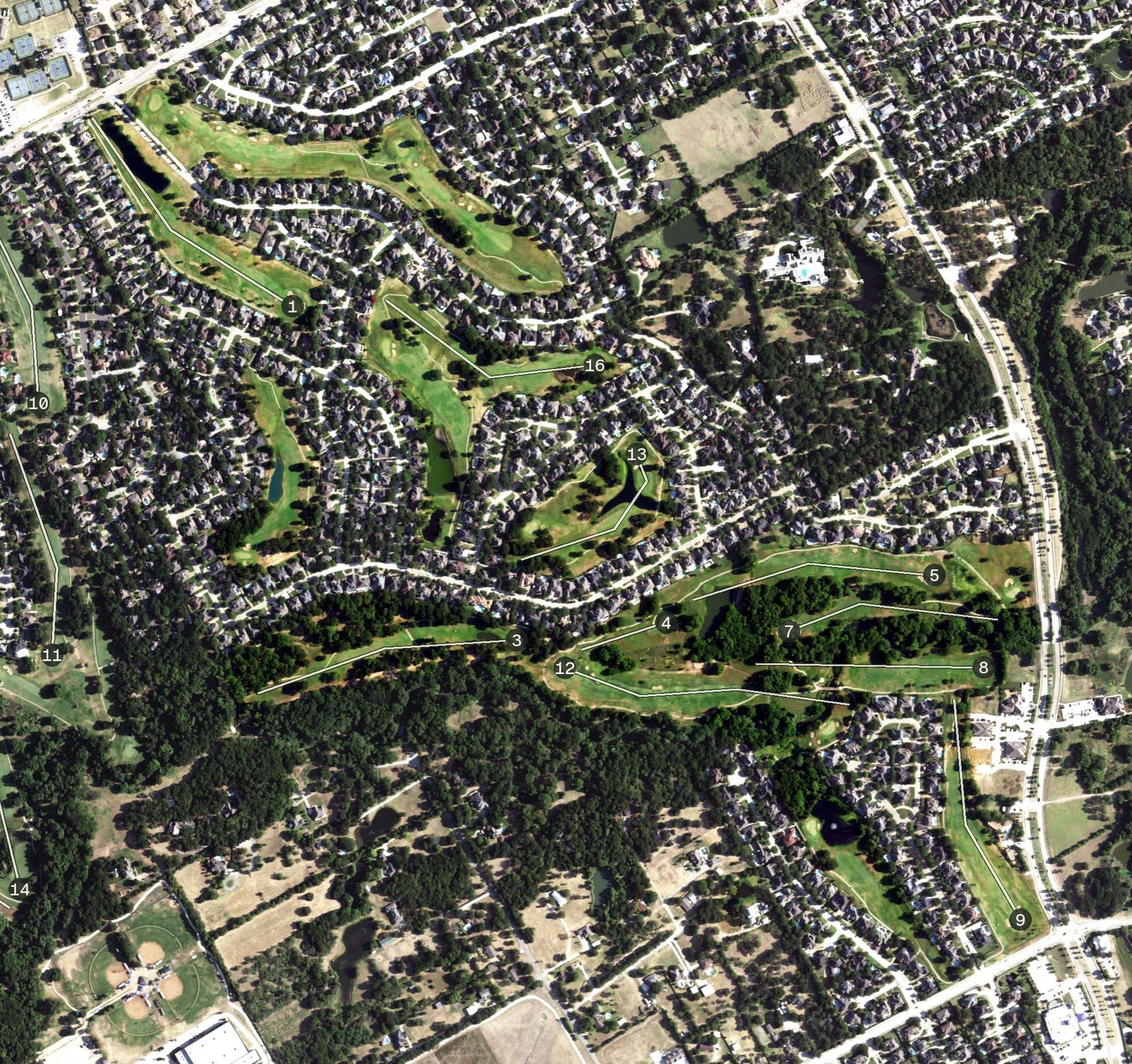 Aerial view of Oak Course, TX
