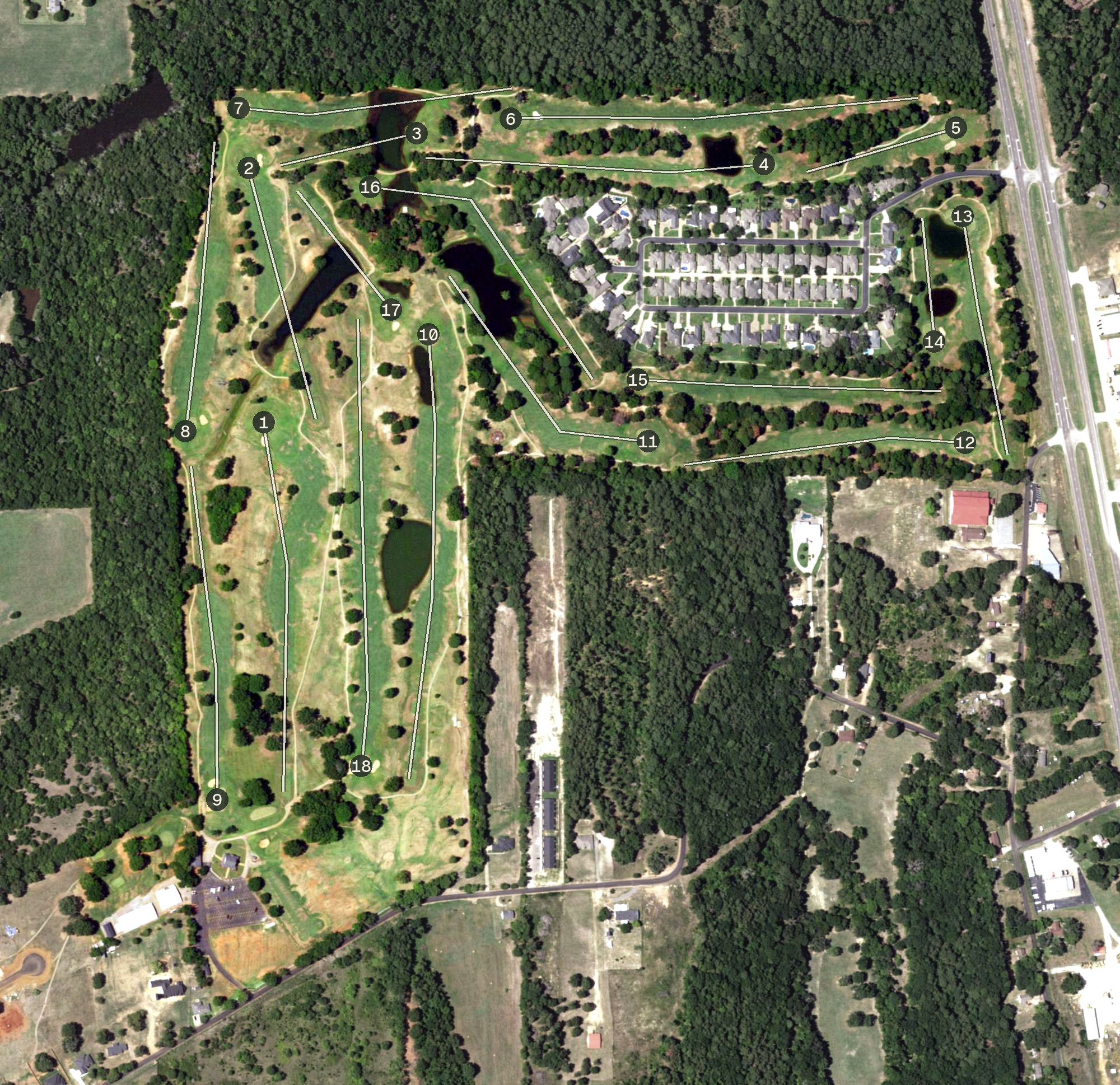 Aerial view of Oak Hurst Golf Course, TX