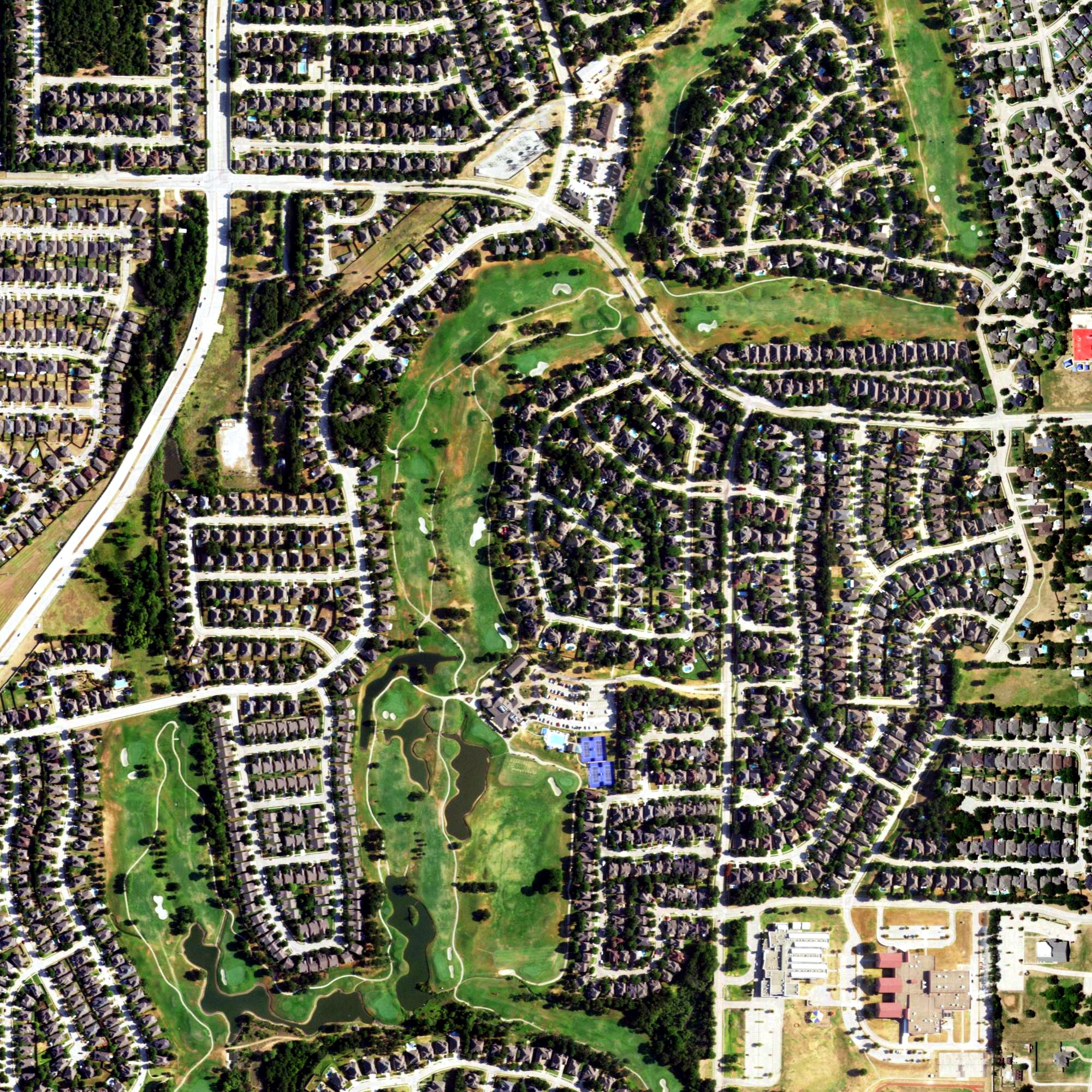 Aerial view of Oakmont Country Club, TX