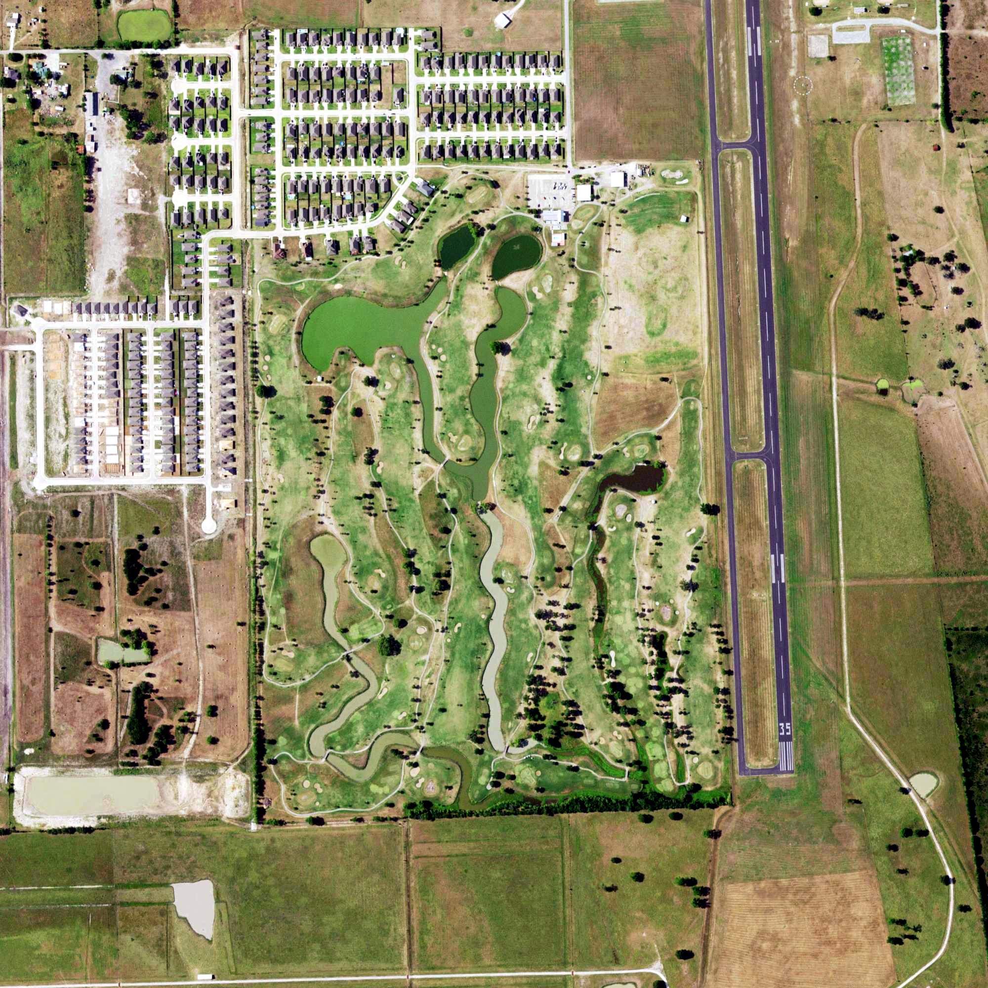 Aerial view of Pecan Lakes Golf Course, TX