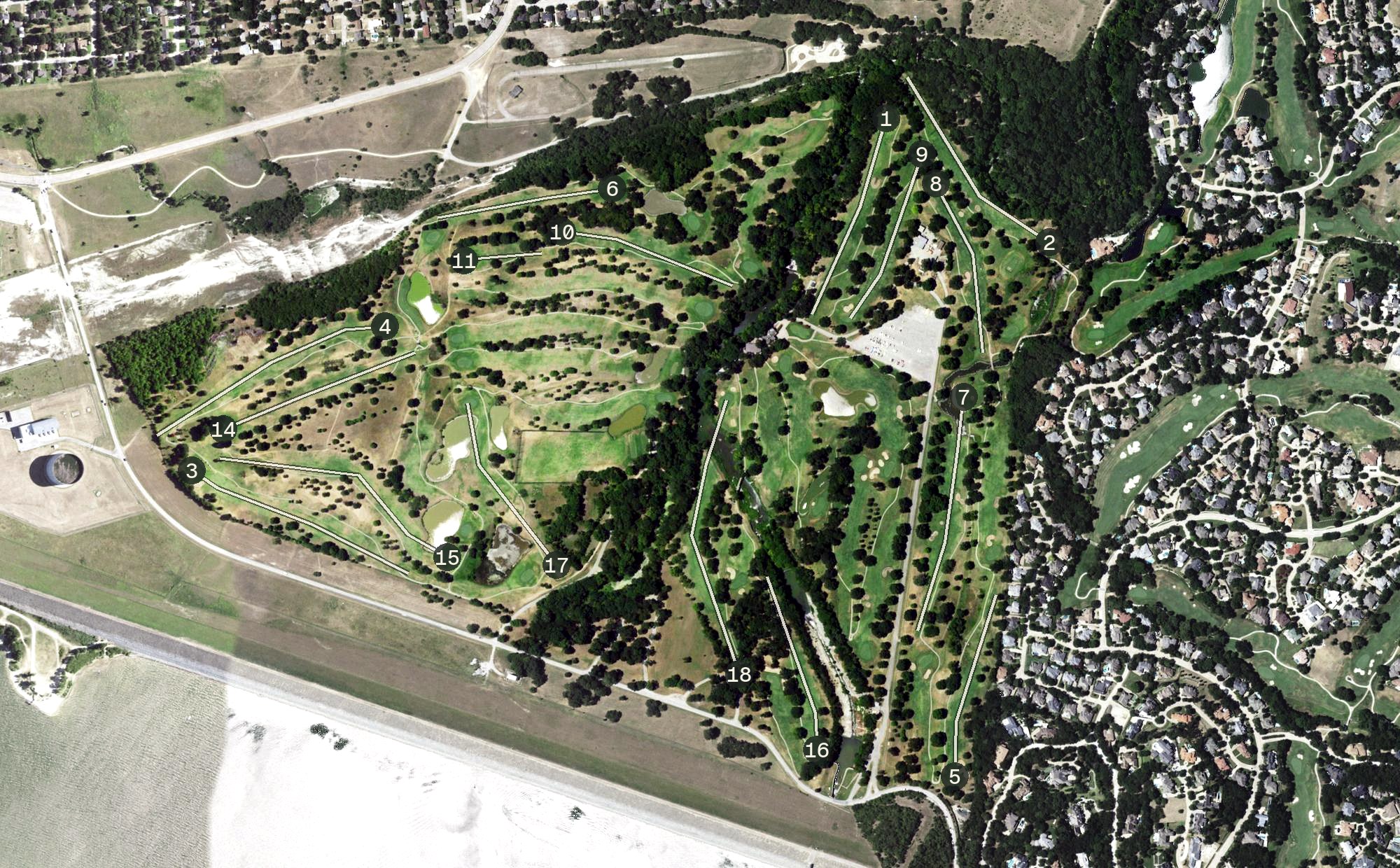 Aerial view of Pecan Valley Golf Course, TX
