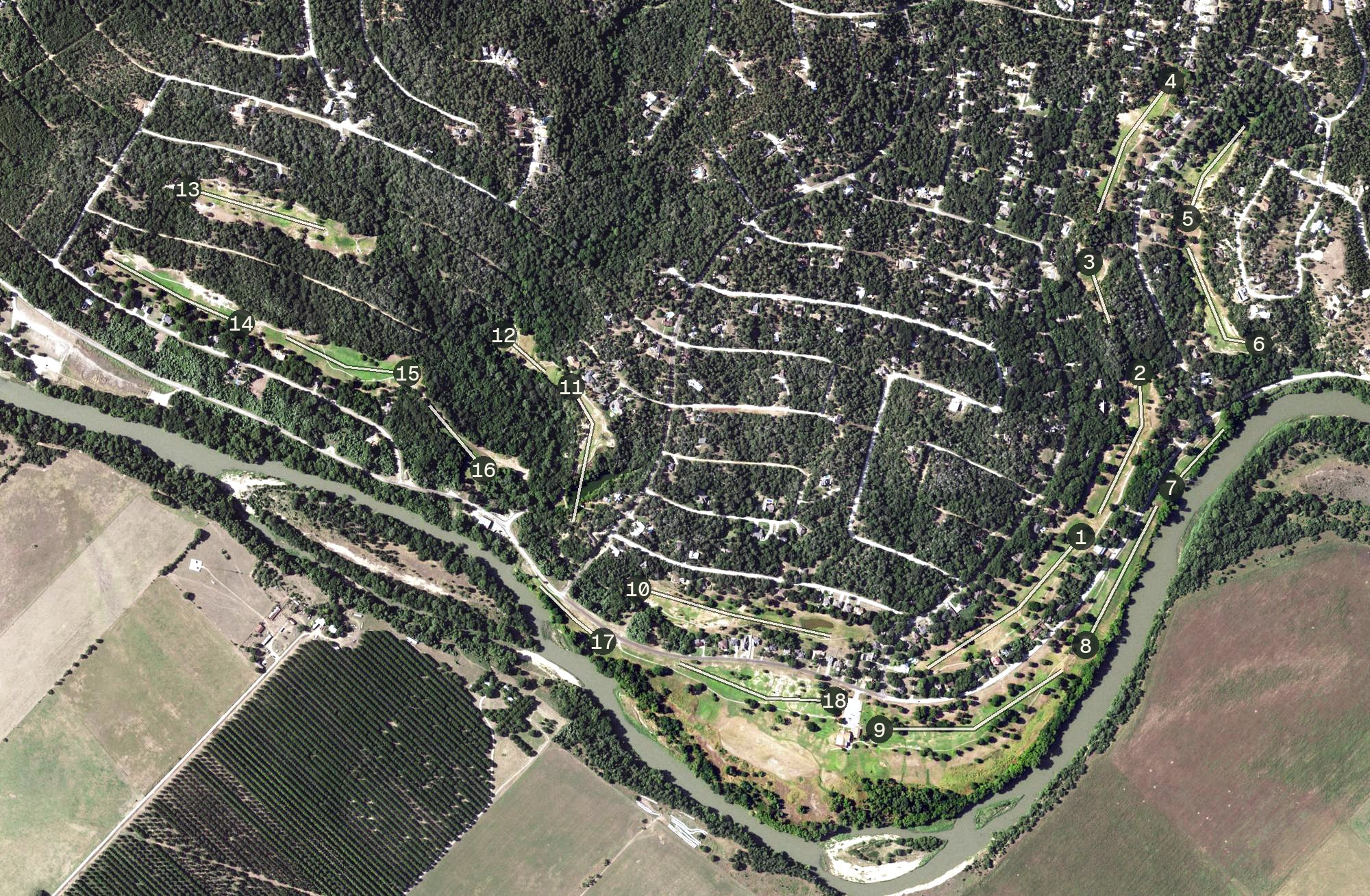 Aerial view of Pine Forest Golf Club, TX
