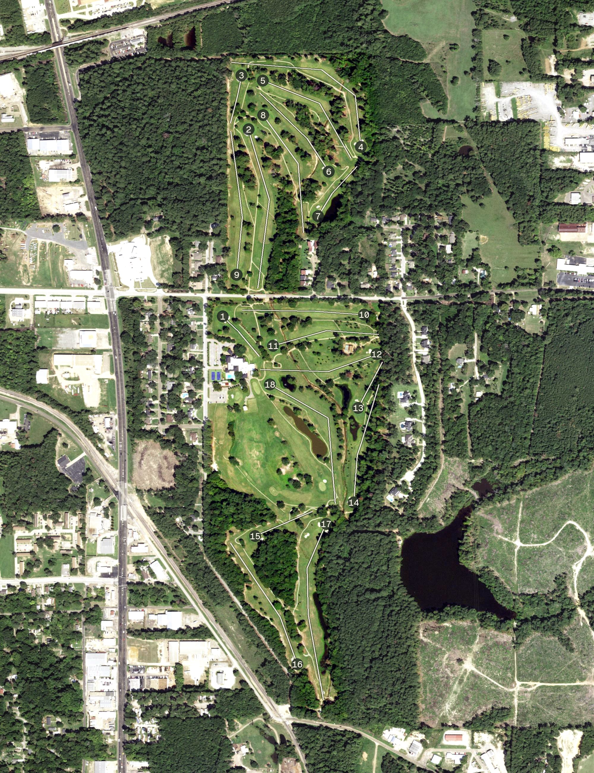 Aerial view of Pinecrest Country Club, TX