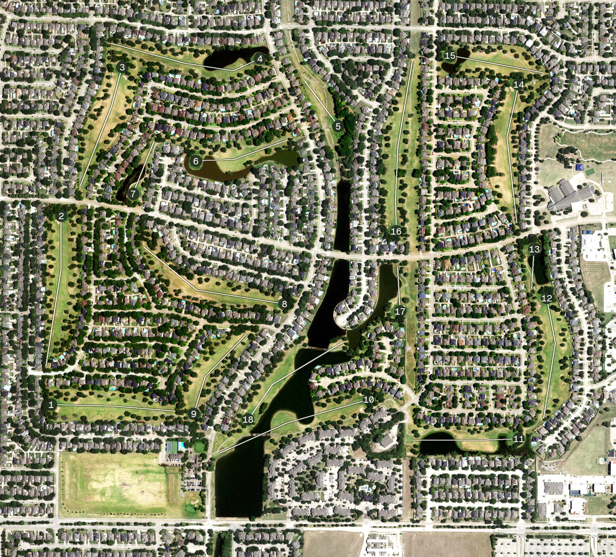 Aerial view of Plantation Golf Club, TX