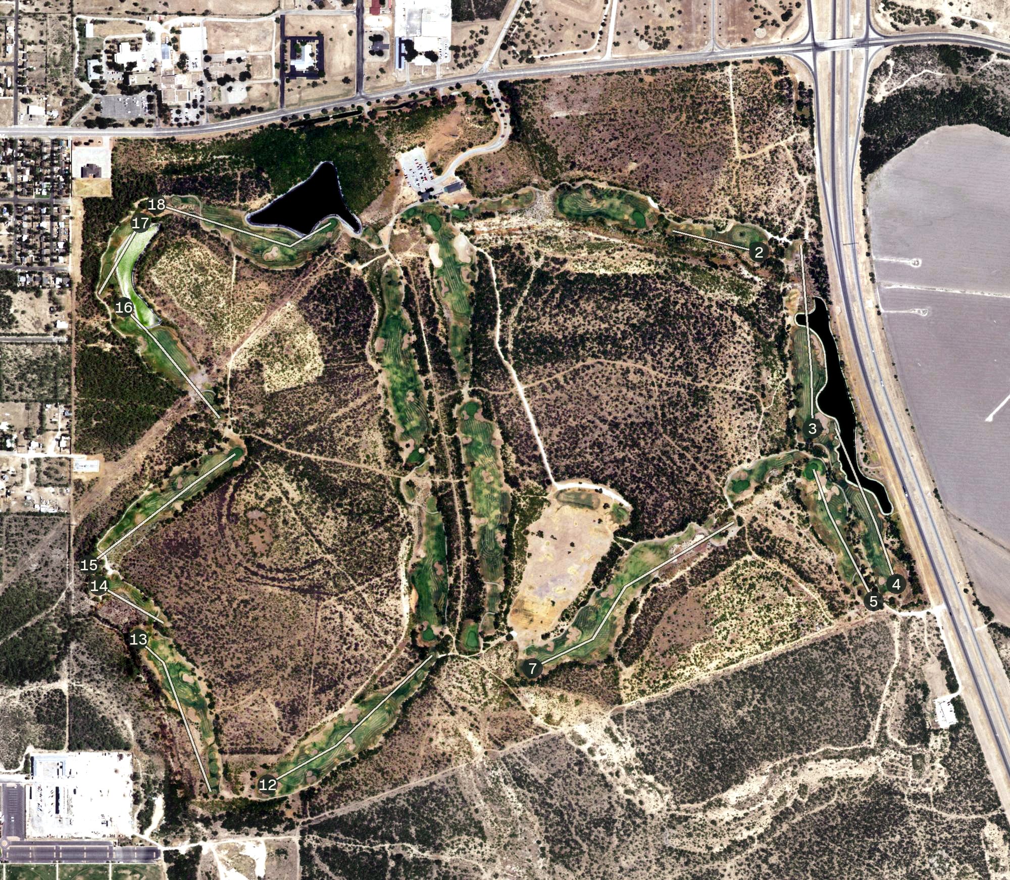 Aerial view of Quicksand Golf Course, TX