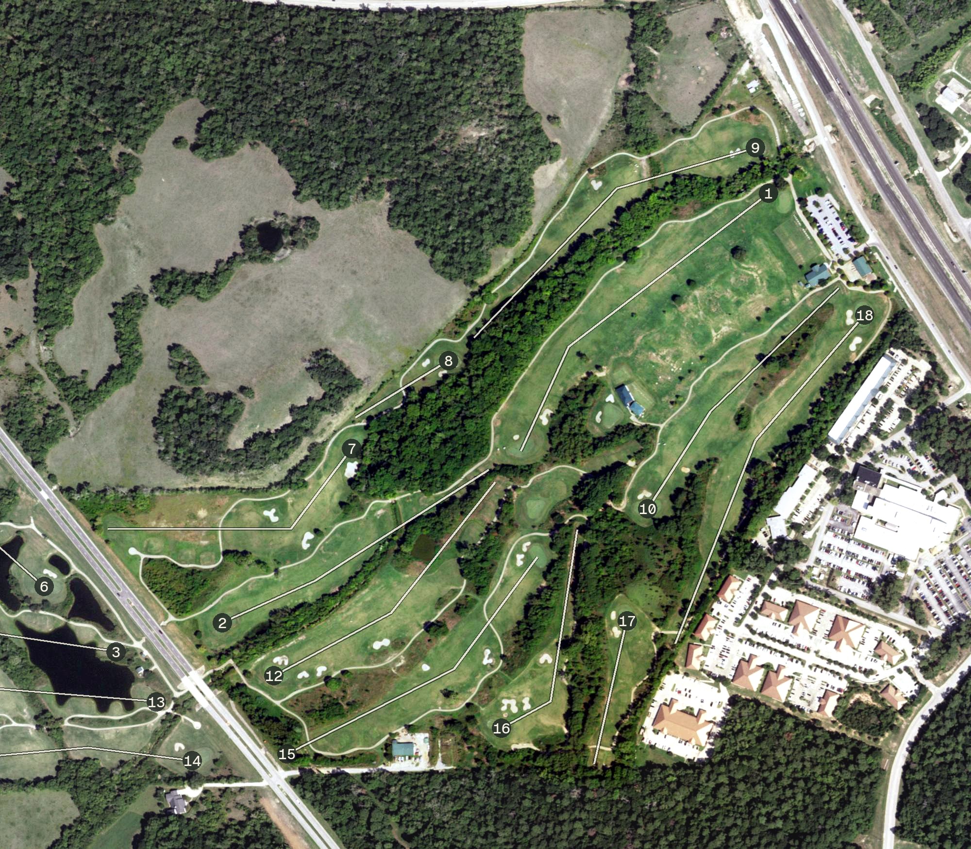 Aerial view of Raven Nest Golf Club, TX