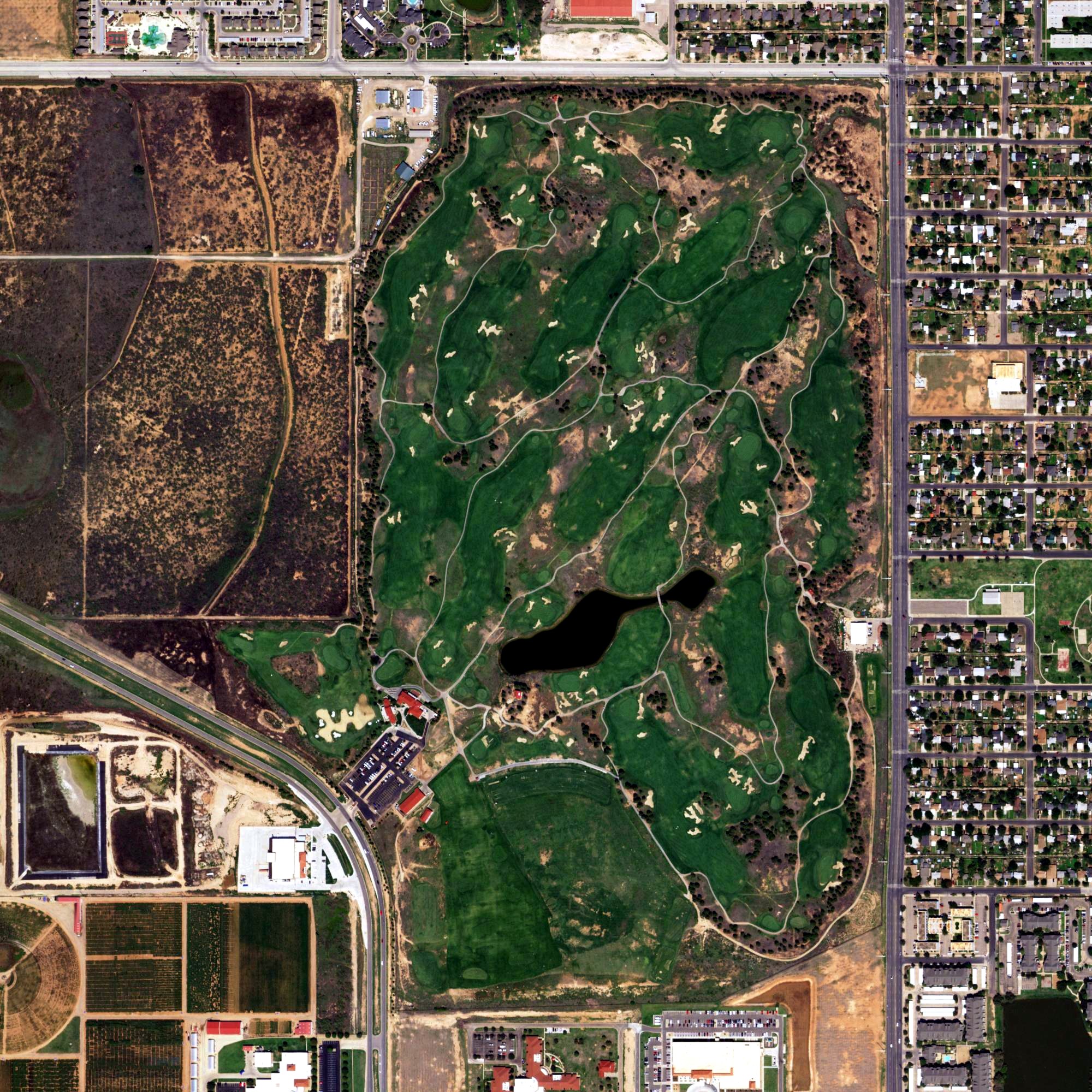 Aerial view of Rawls Golf Course, TX