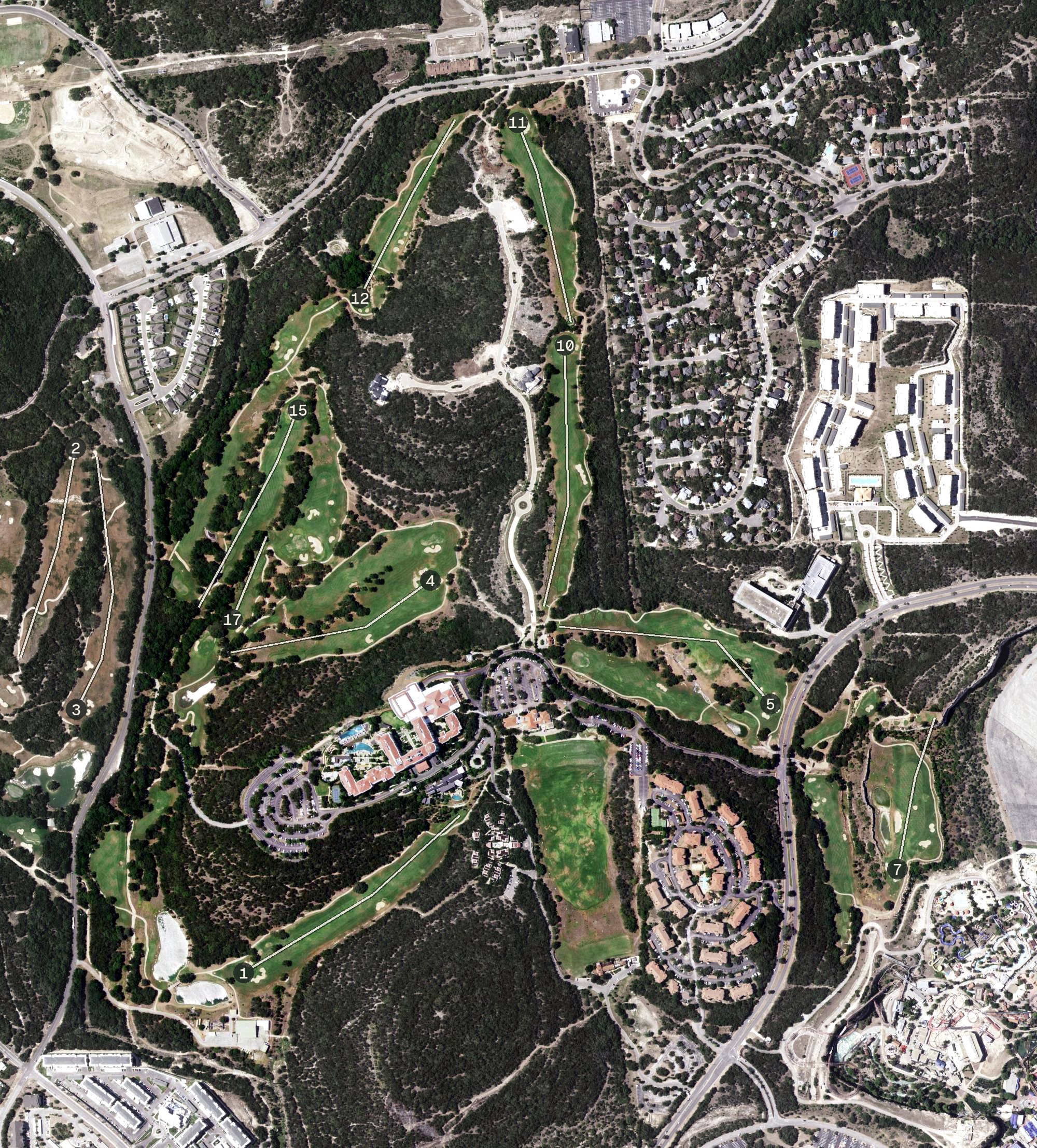 Aerial view of Resort Course at La Cantera, TX