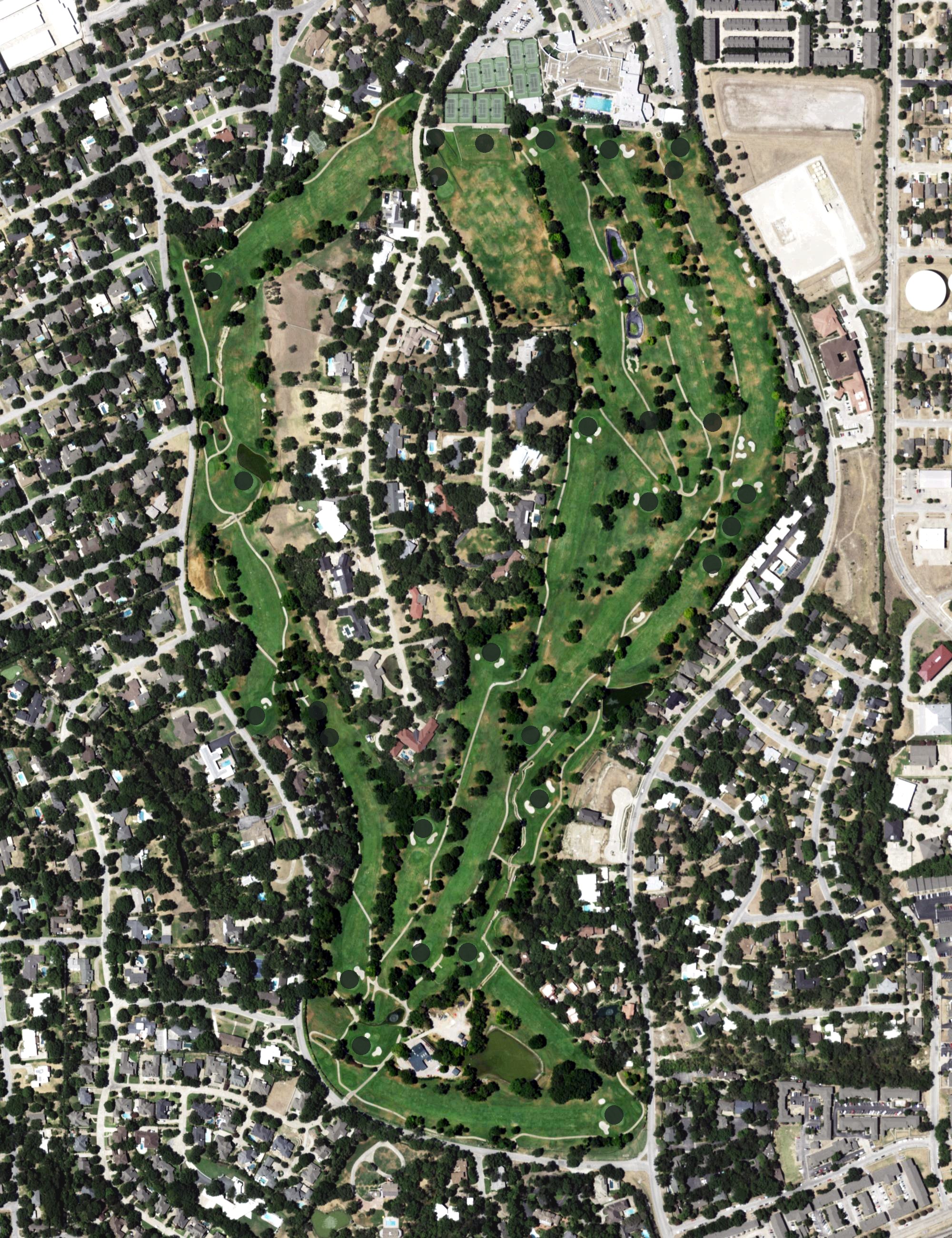 Aerial view of Ridgelea Country Club North Golf Course, TX