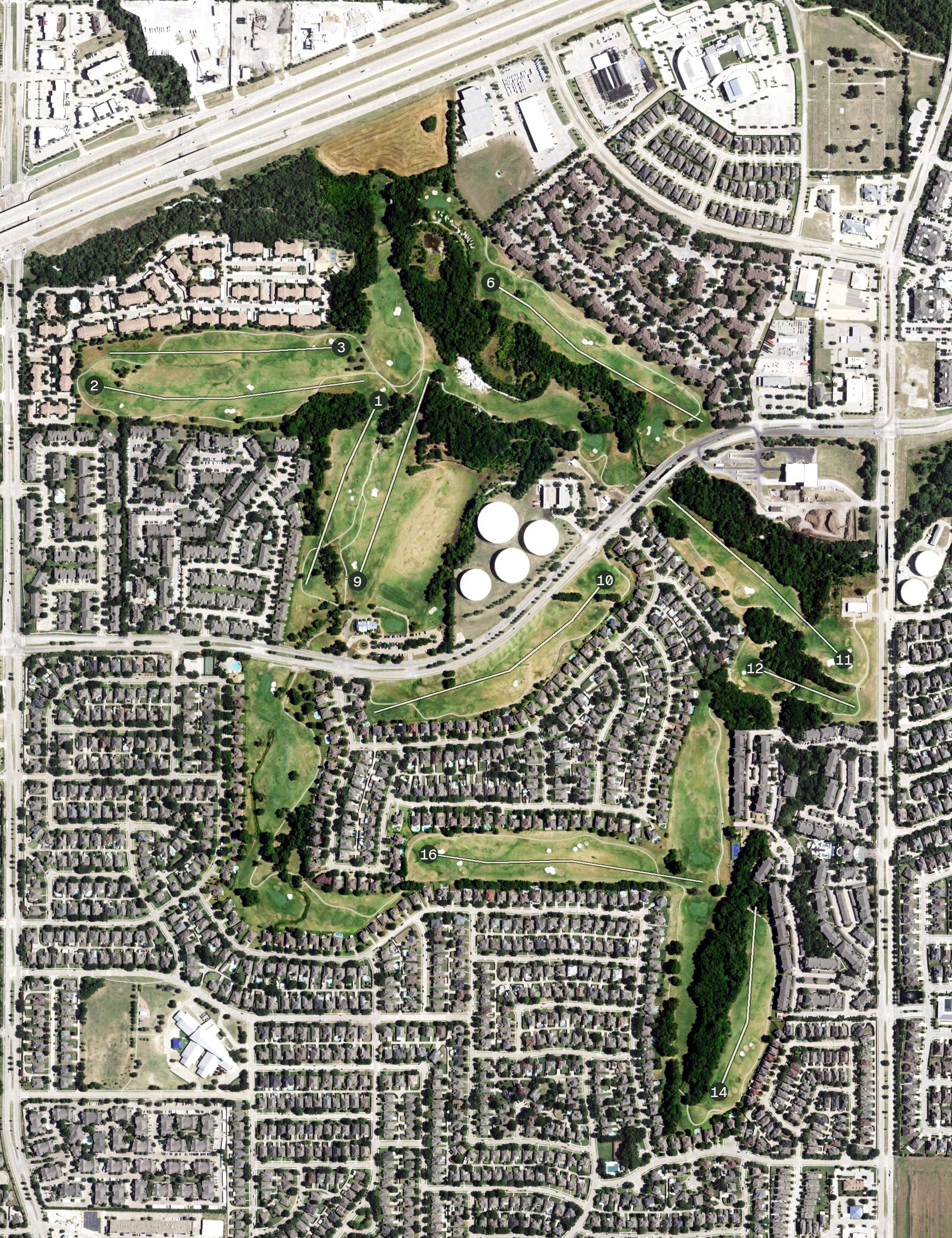 Aerial view of Ridgeview Ranch Golf Course, TX