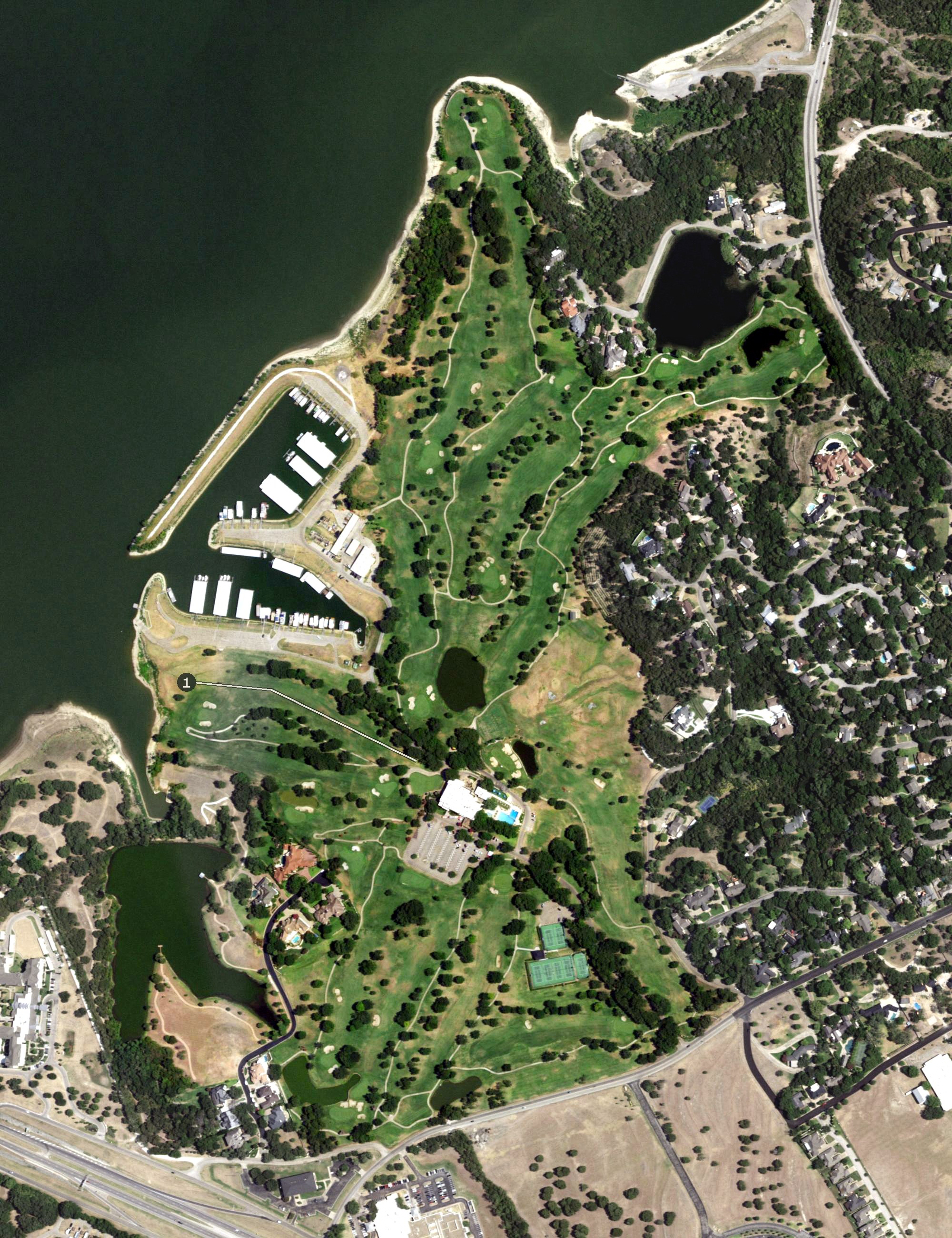 Aerial view of Ridgewood Country Club, TX
