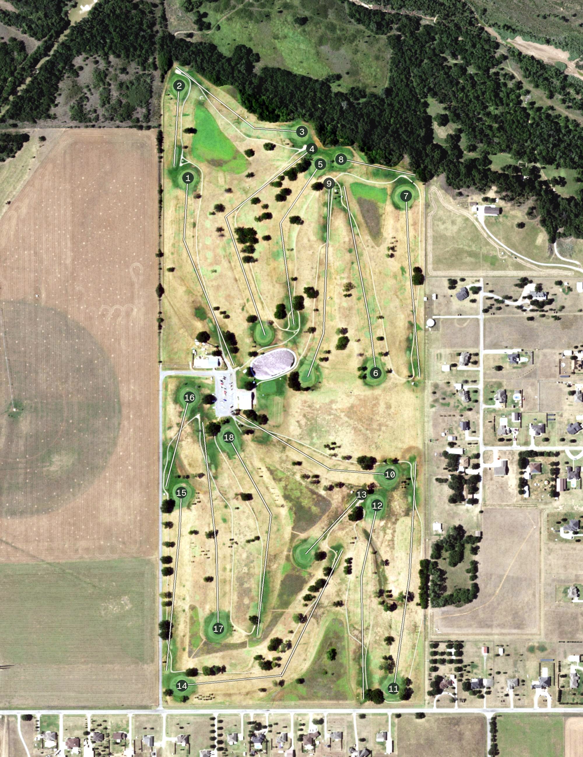 Aerial view of River Creek Park Golf Course, TX