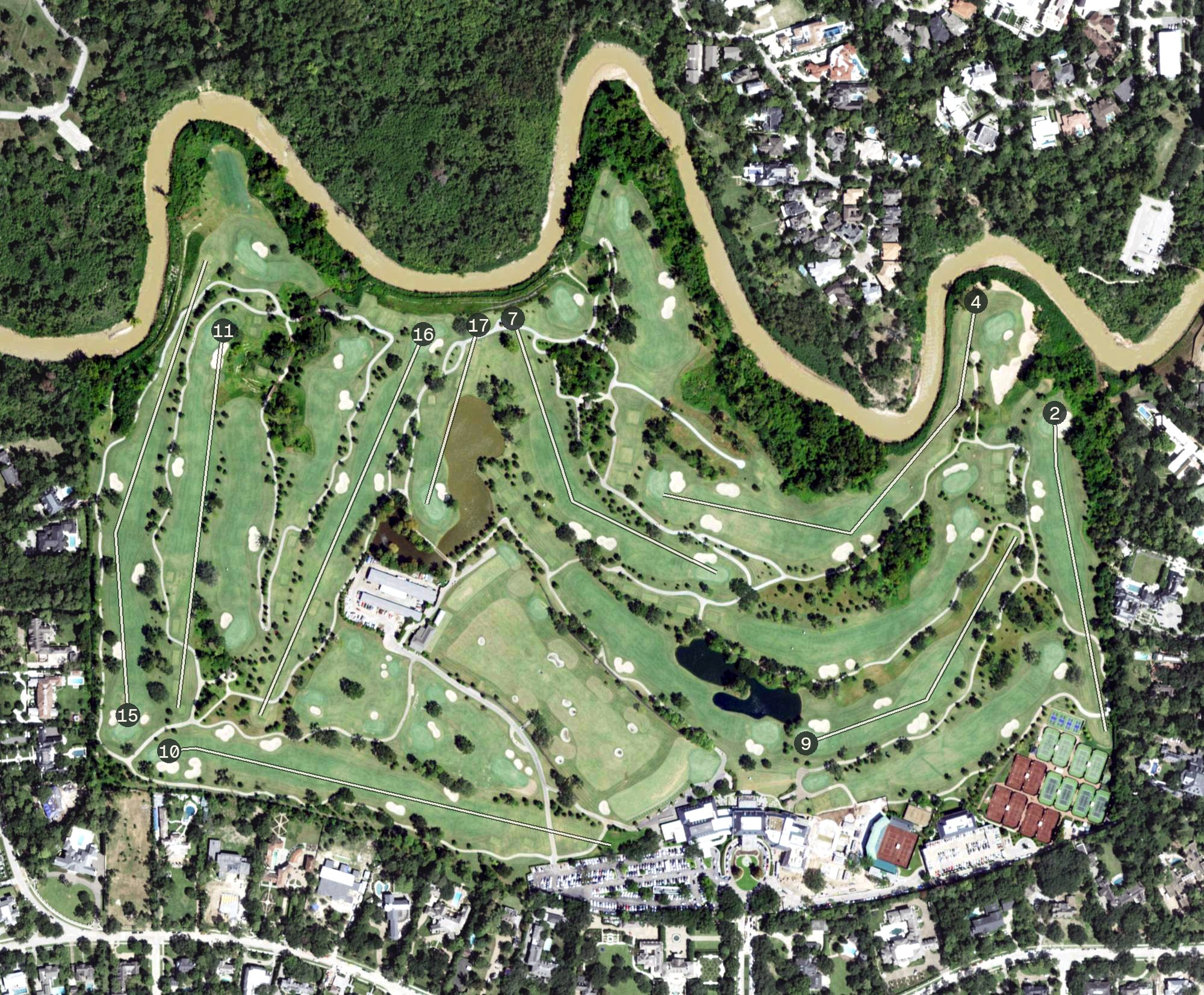 Aerial view of River Oaks Country Club, TX