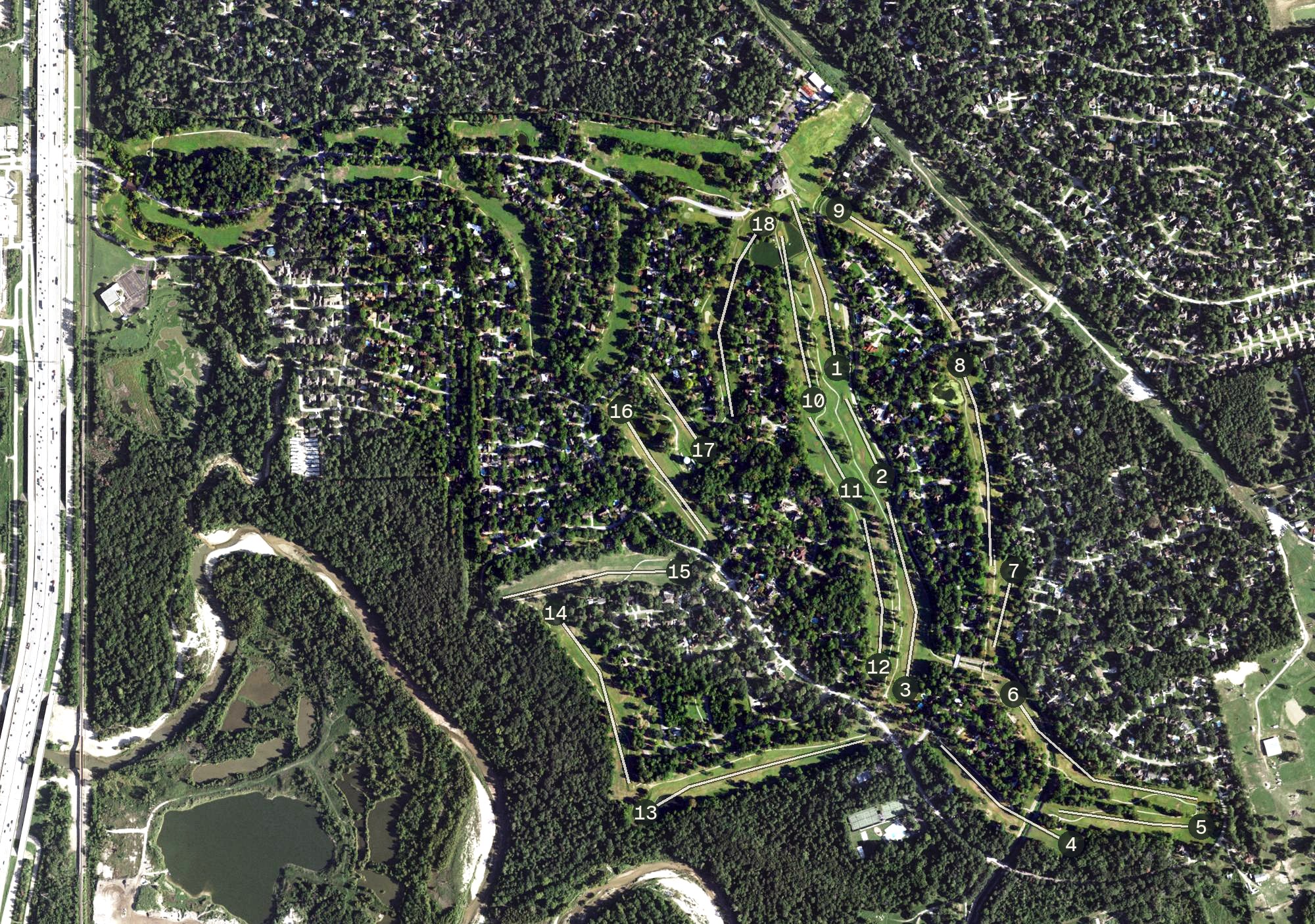 Aerial view of River Plantation Country Club, TX