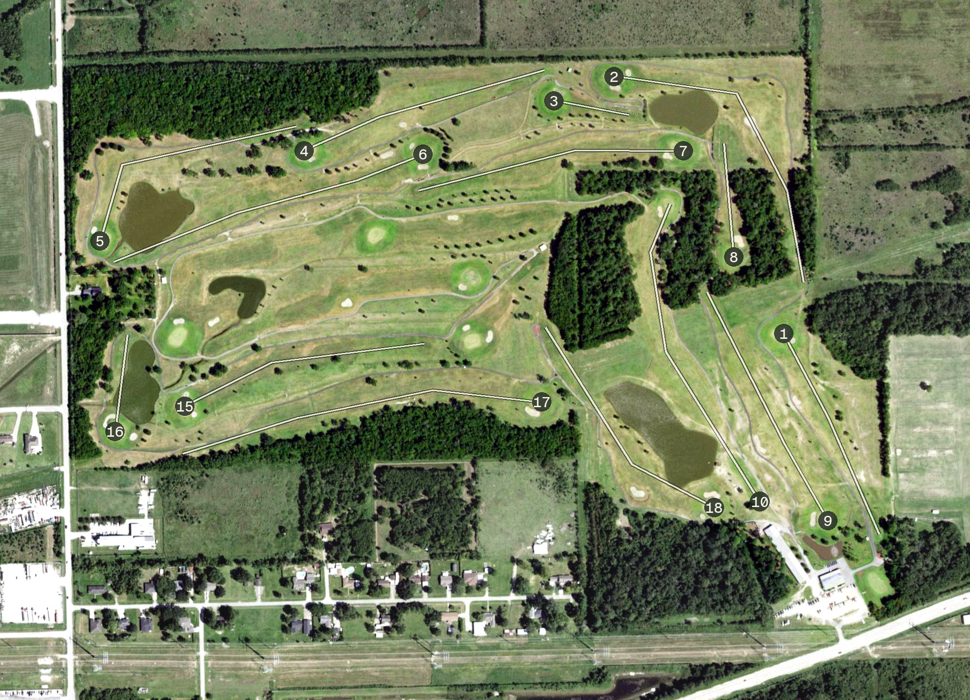 Aerial view of River Terrace Golf Course, TX