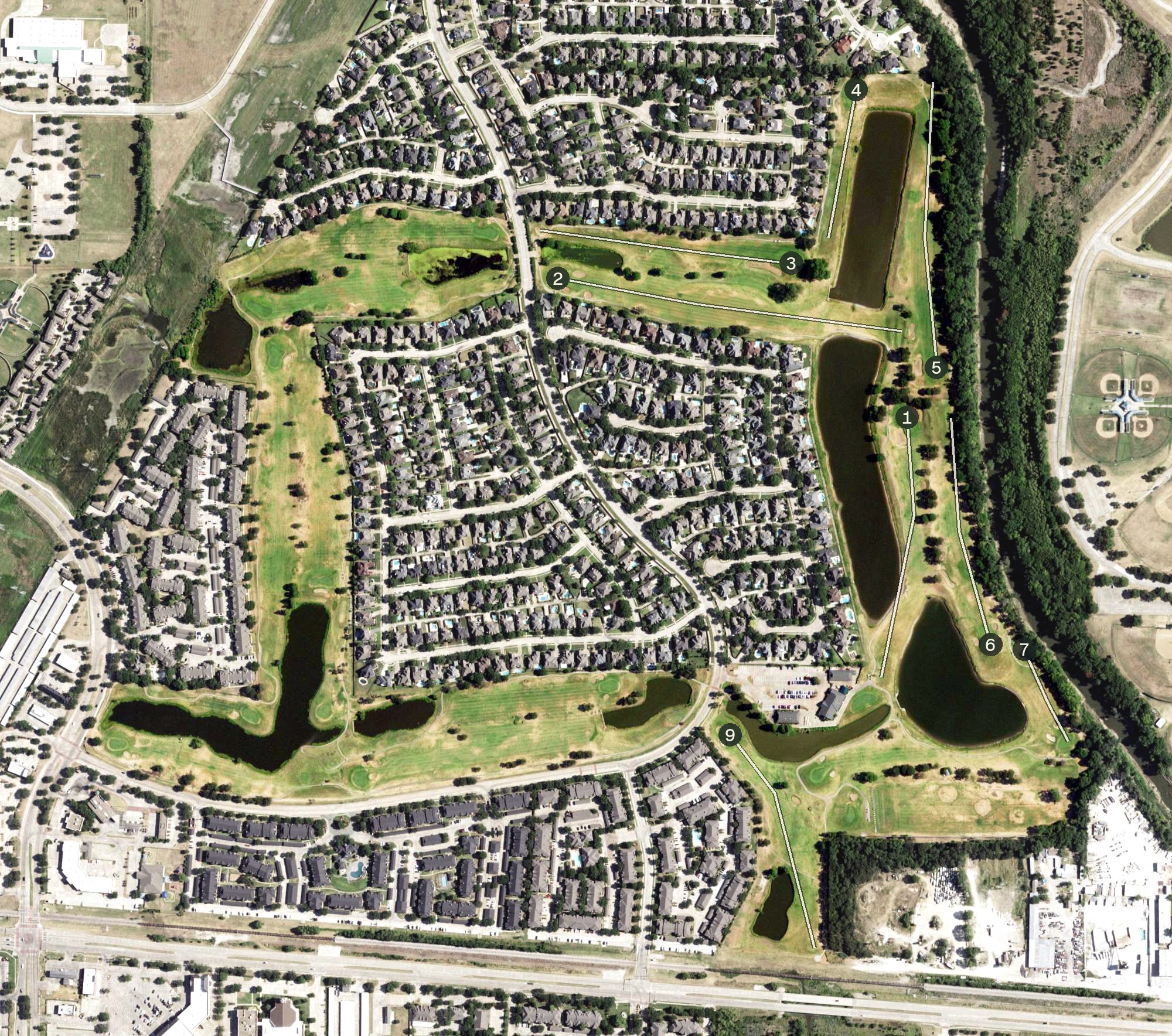 Aerial view of Riverchase Golf Course, TX