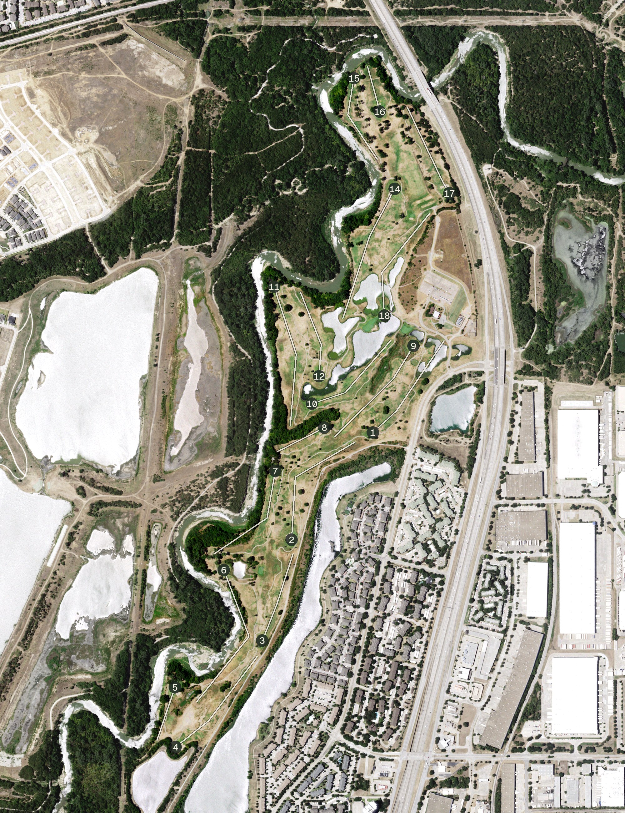 Aerial view of Riverside Golf Club, TX