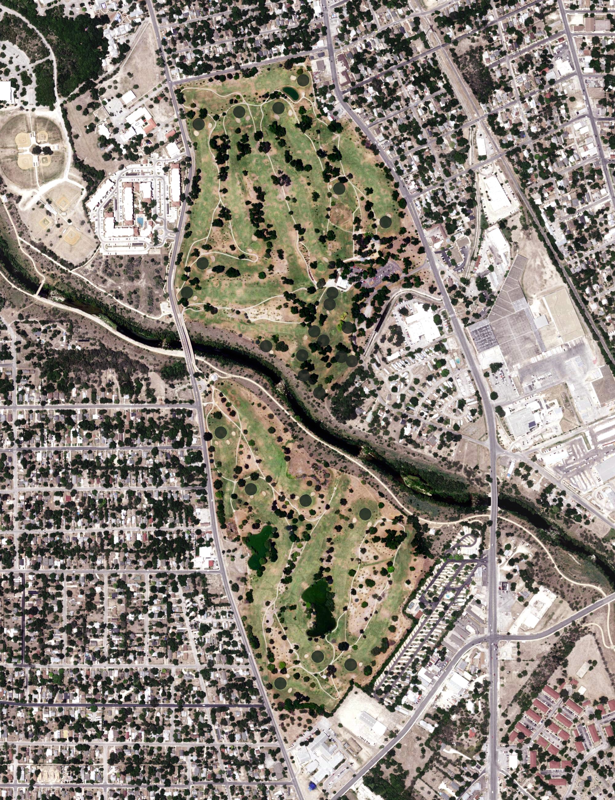 Aerial view of Riverside Golf Course, TX