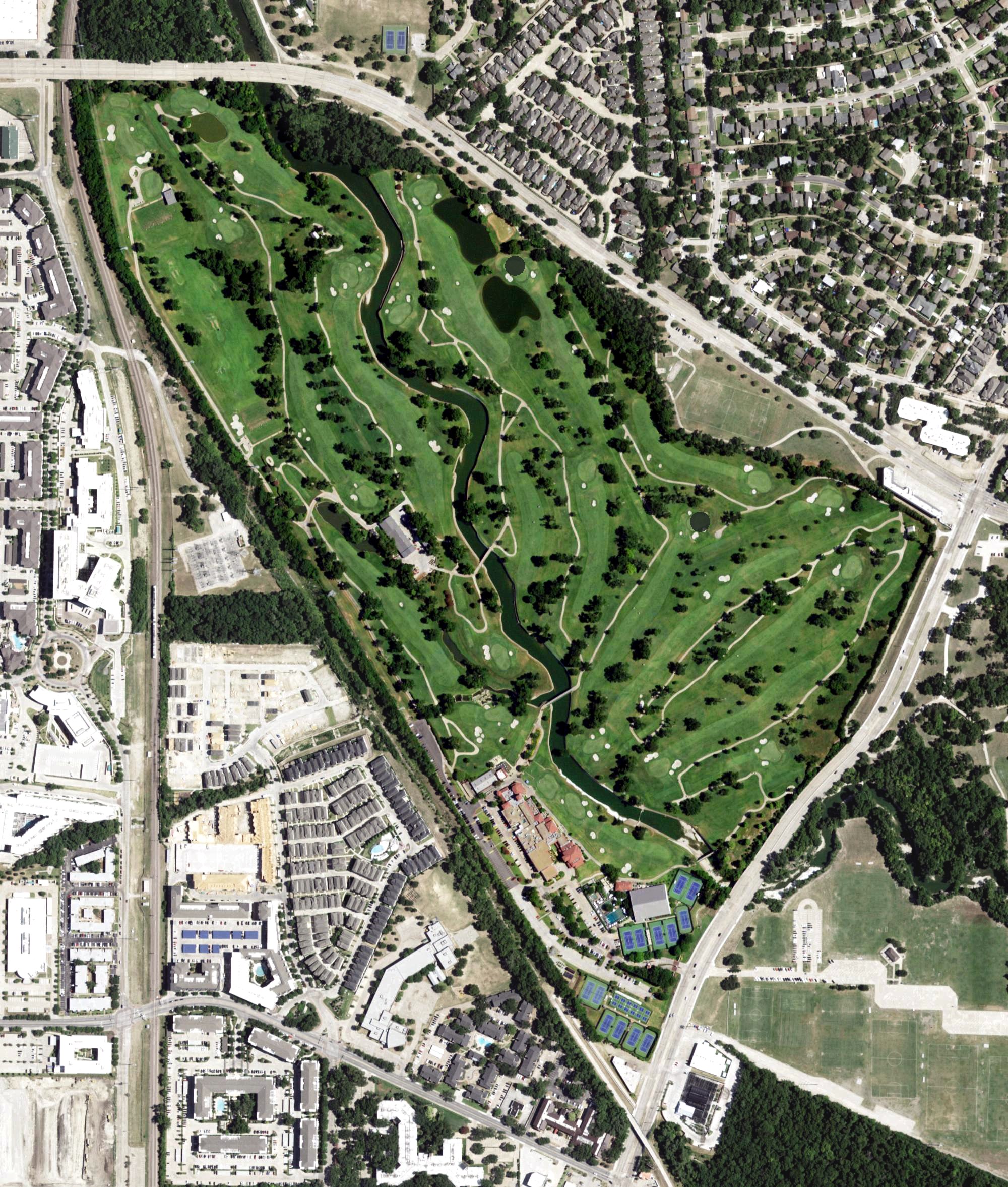 Aerial view of Royal Oaks Country Club, TX